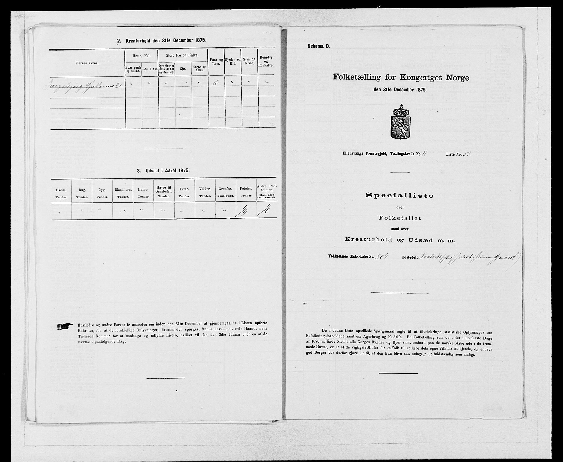 SAB, Folketelling 1875 for 1230P Ullensvang prestegjeld, 1875, s. 1213