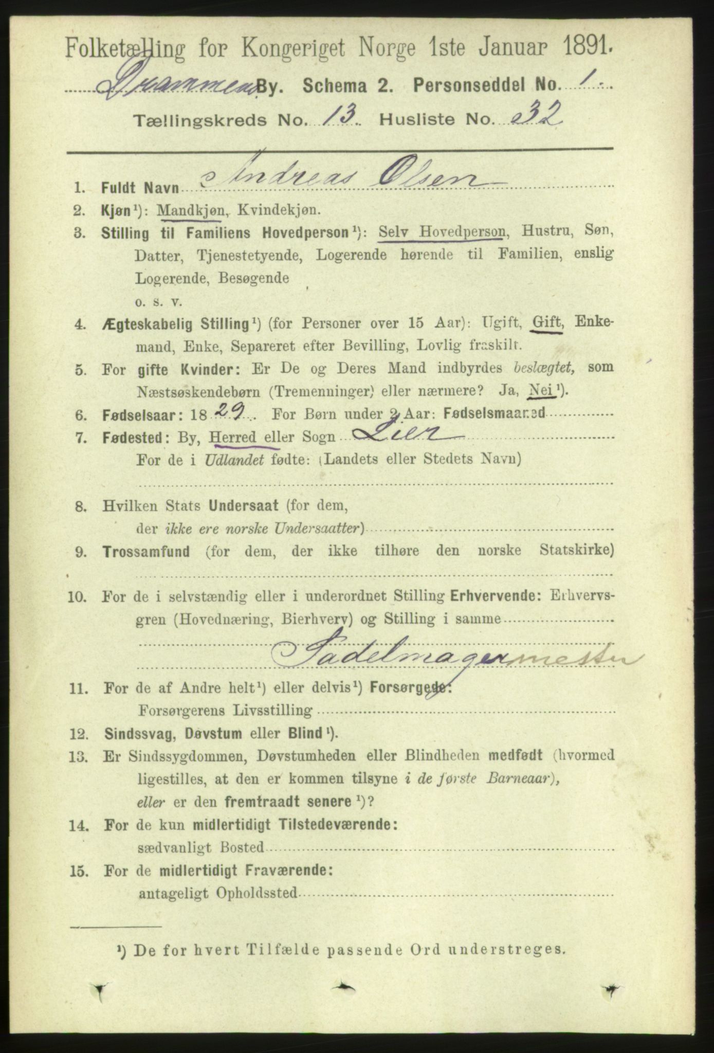 RA, Folketelling 1891 for 0602 Drammen kjøpstad, 1891, s. 9950