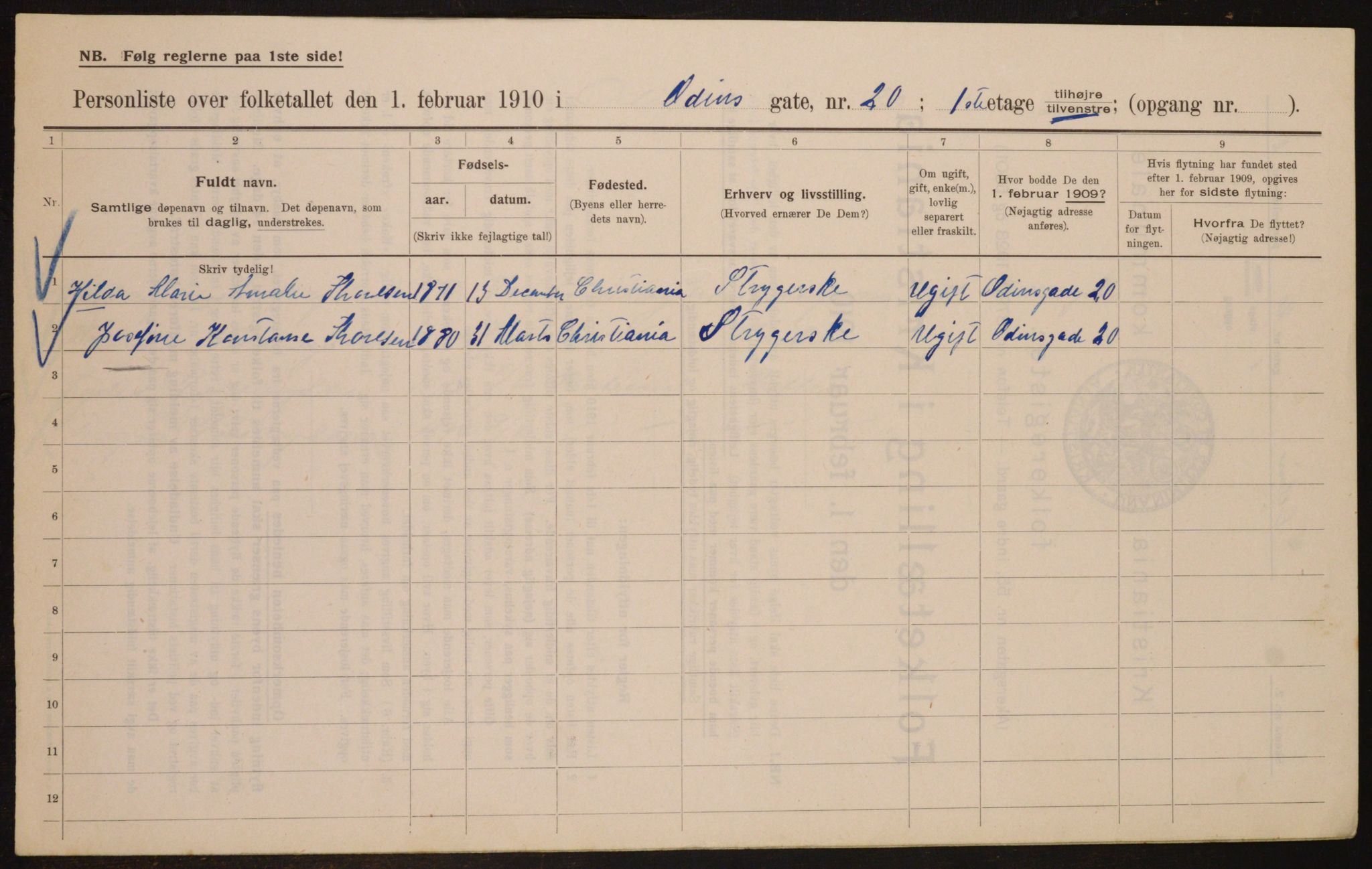 OBA, Kommunal folketelling 1.2.1910 for Kristiania, 1910, s. 72286