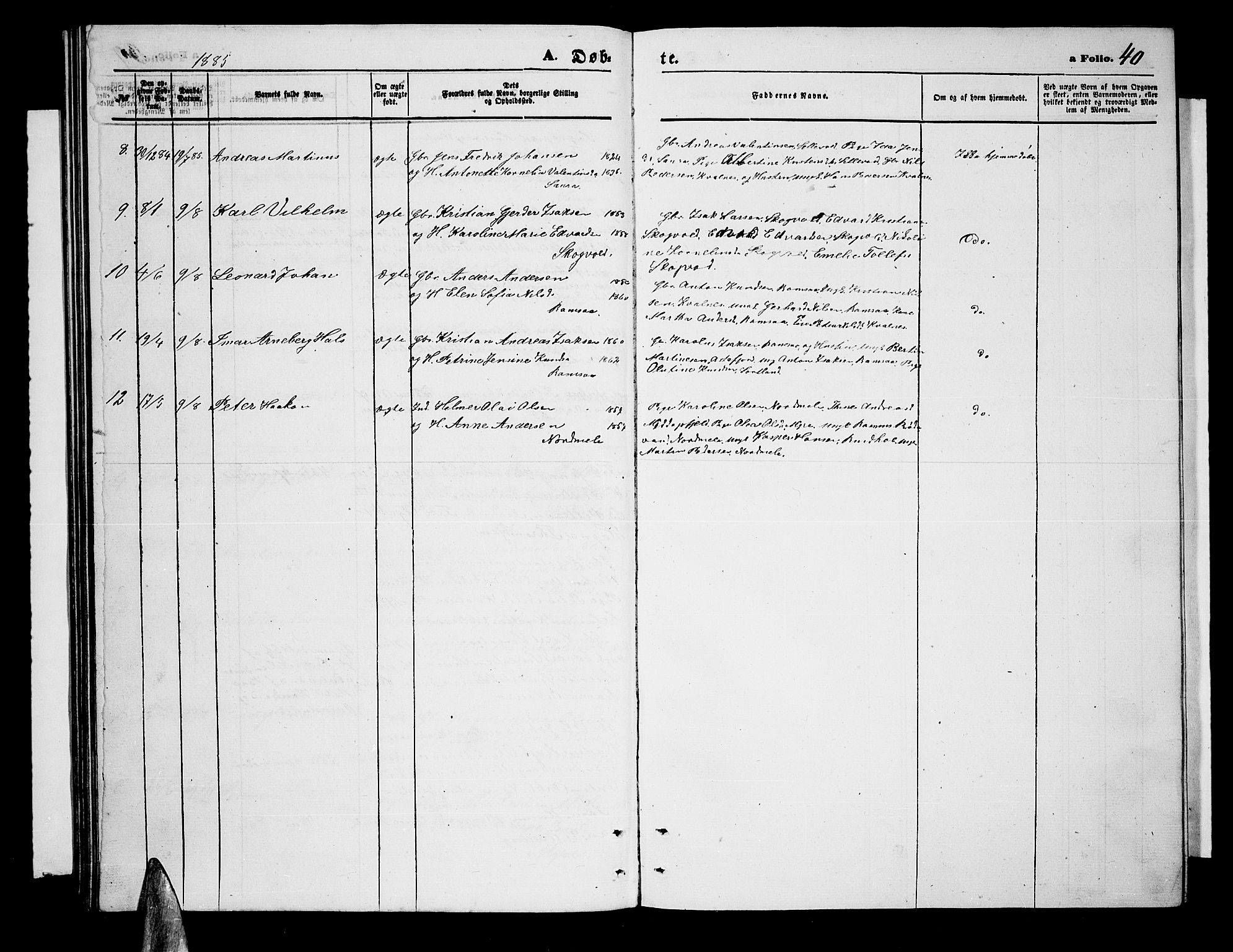 Ministerialprotokoller, klokkerbøker og fødselsregistre - Nordland, SAT/A-1459/897/L1412: Klokkerbok nr. 897C02, 1867-1886, s. 40