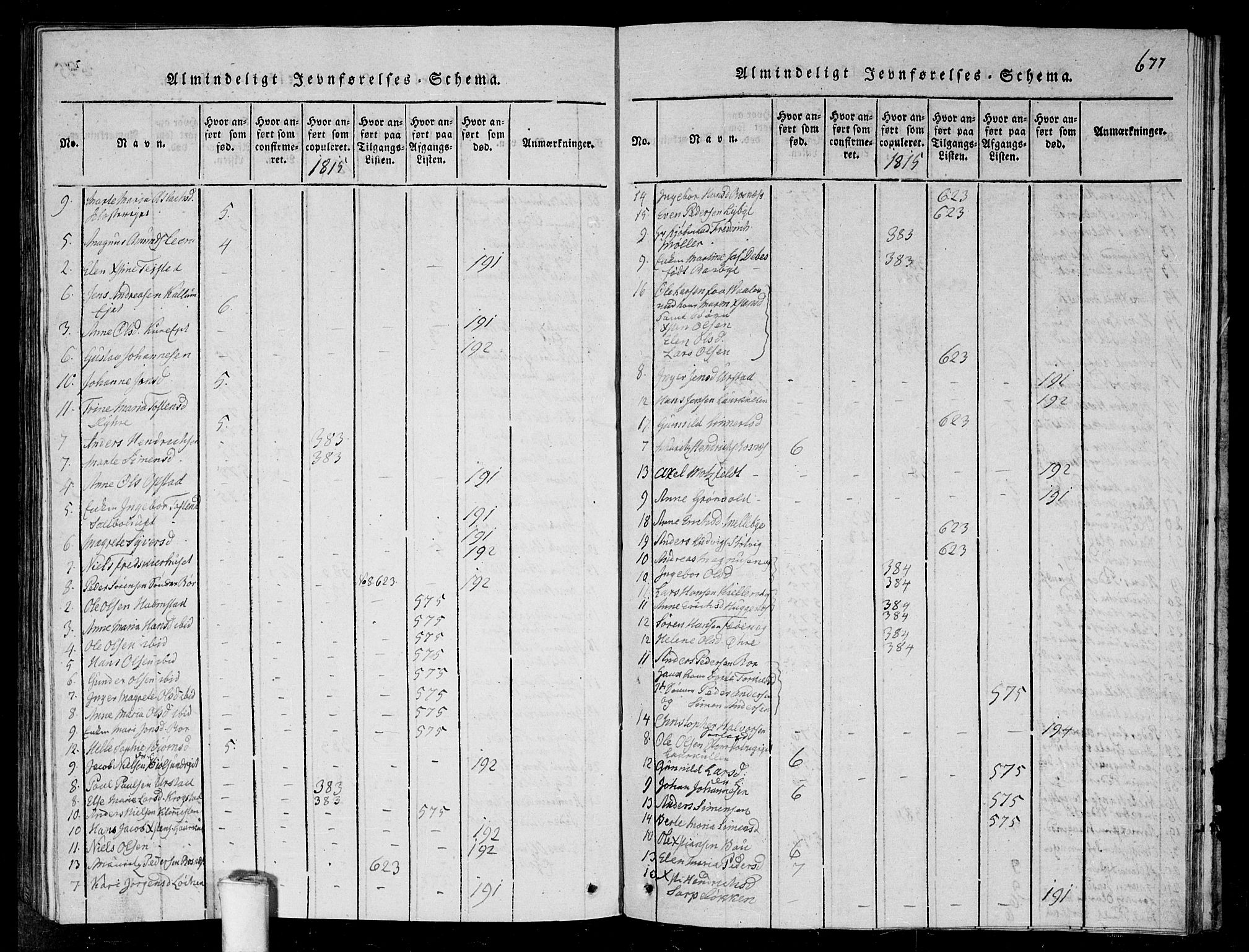 Rygge prestekontor Kirkebøker, AV/SAO-A-10084b/G/Ga/L0001: Klokkerbok nr. 1, 1814-1871, s. 676-677