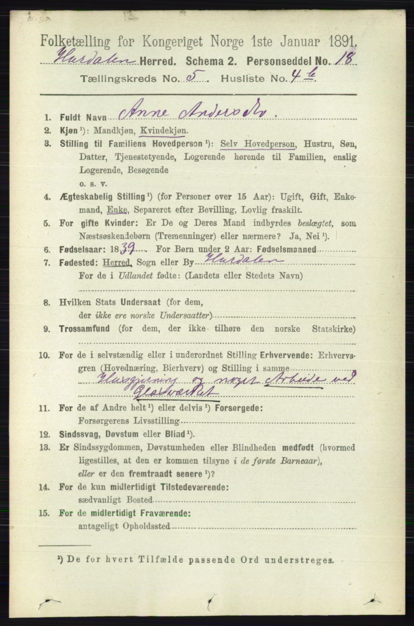 RA, Folketelling 1891 for 0239 Hurdal herred, 1891, s. 2057