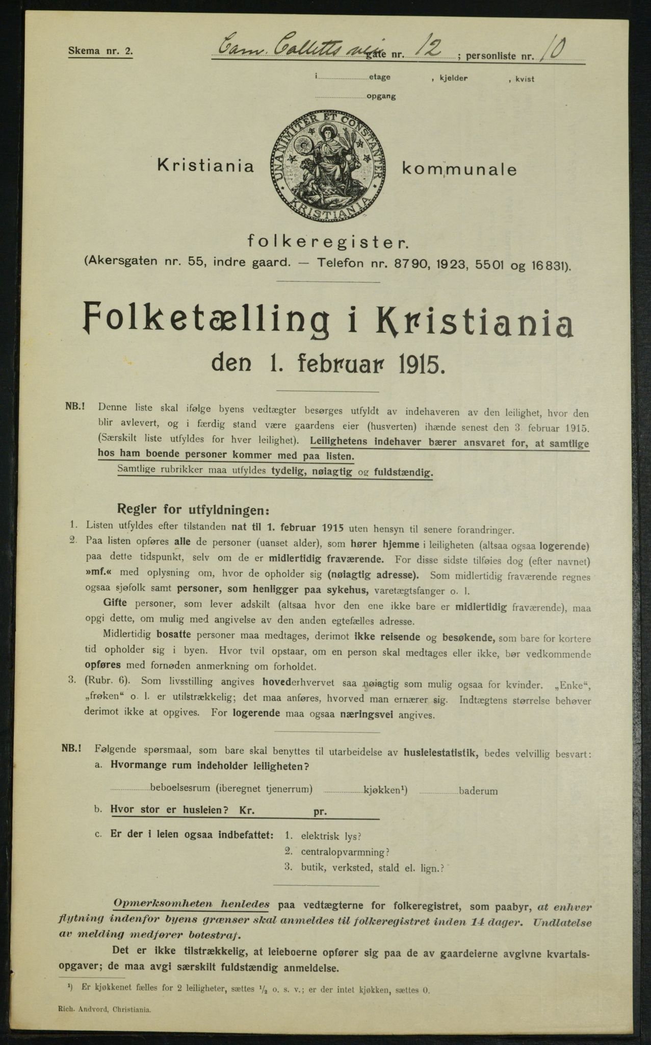 OBA, Kommunal folketelling 1.2.1915 for Kristiania, 1915, s. 11807