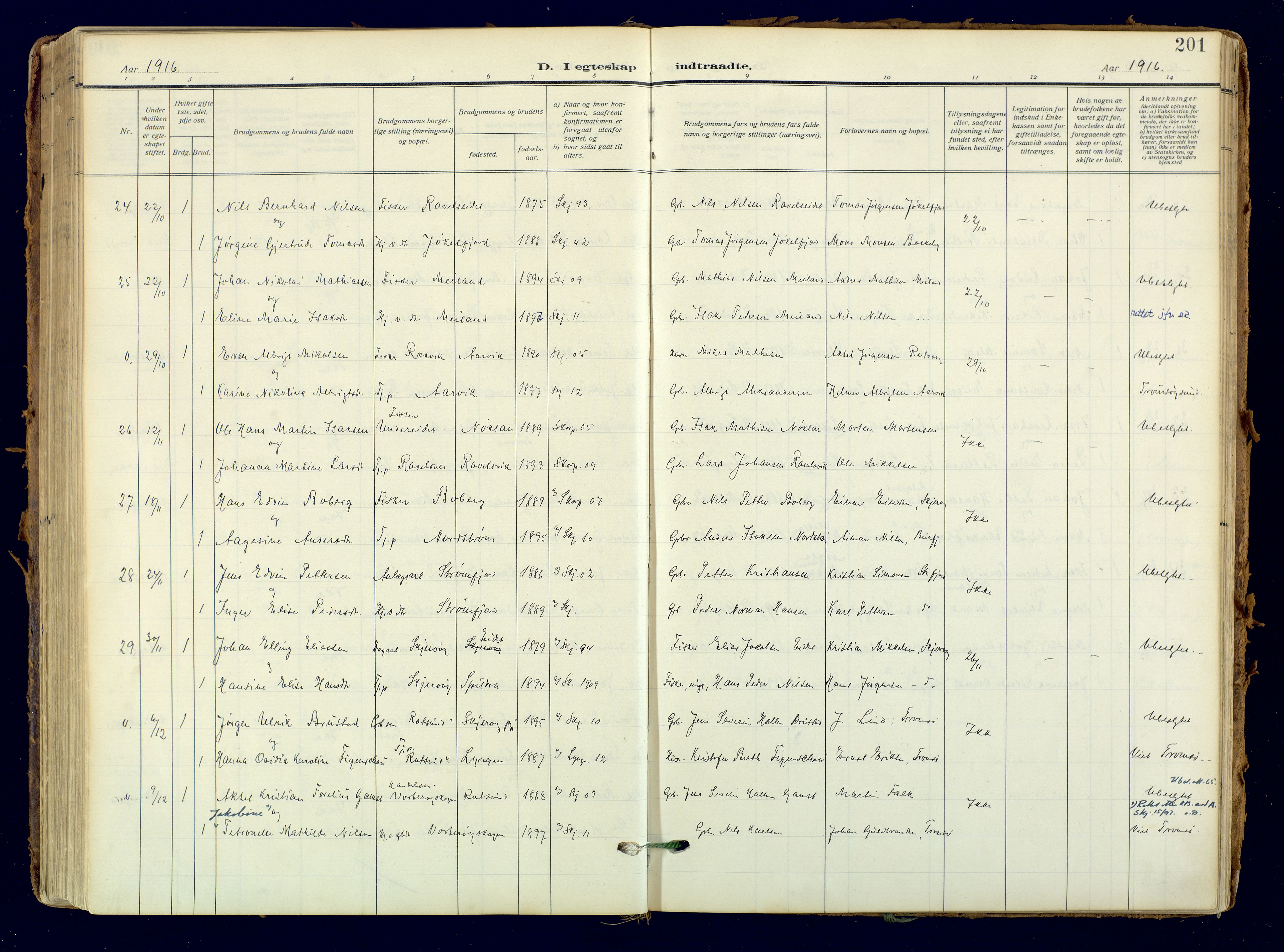 Skjervøy sokneprestkontor, AV/SATØ-S-1300/H/Ha/Haa: Ministerialbok nr. 18, 1910-1926, s. 201