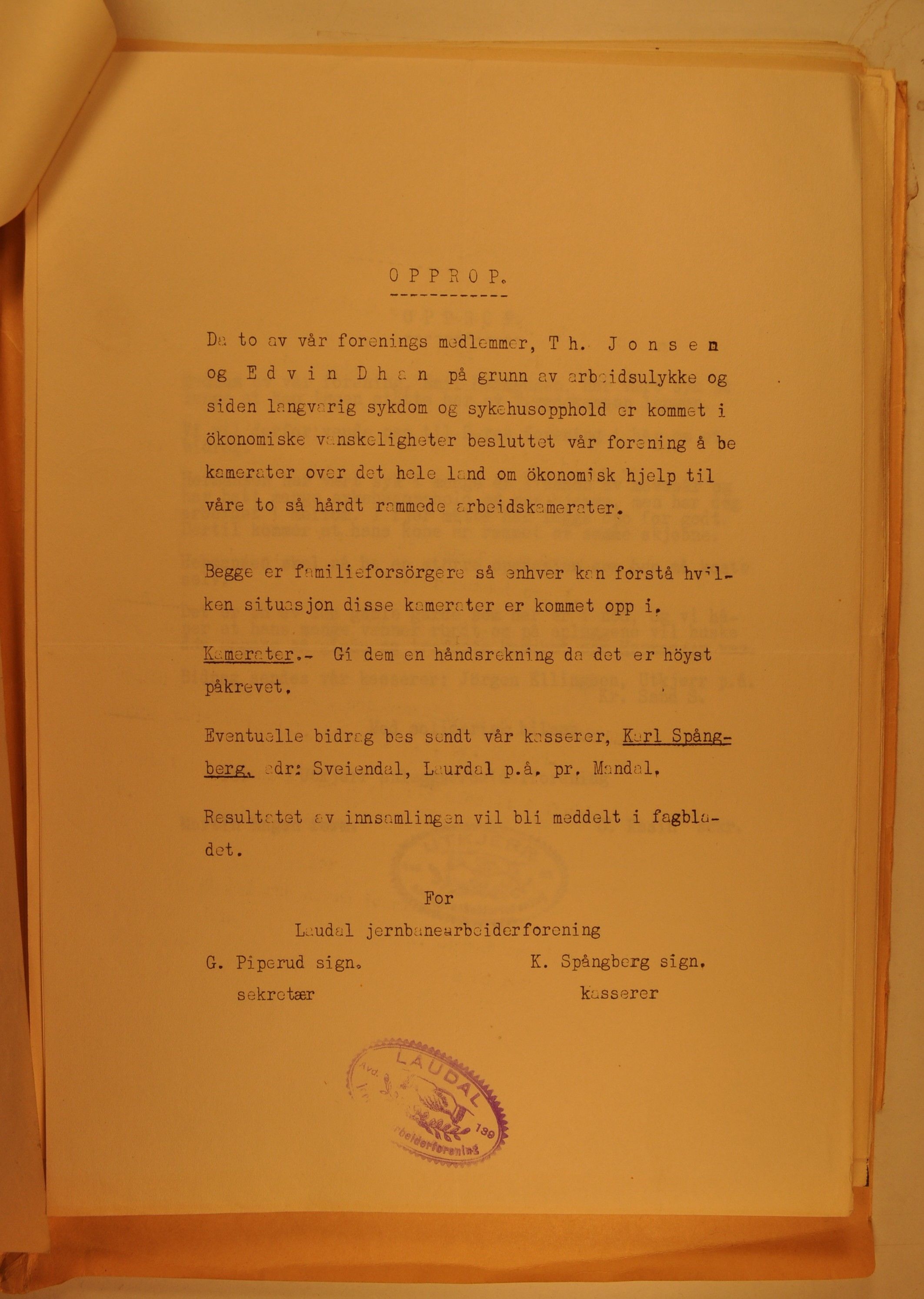 Hadeland Veiarbeiderforening, OARM/H-A-00304/D/Da/L0001/0012: Sakspapirer / Sakspapirer, 1942