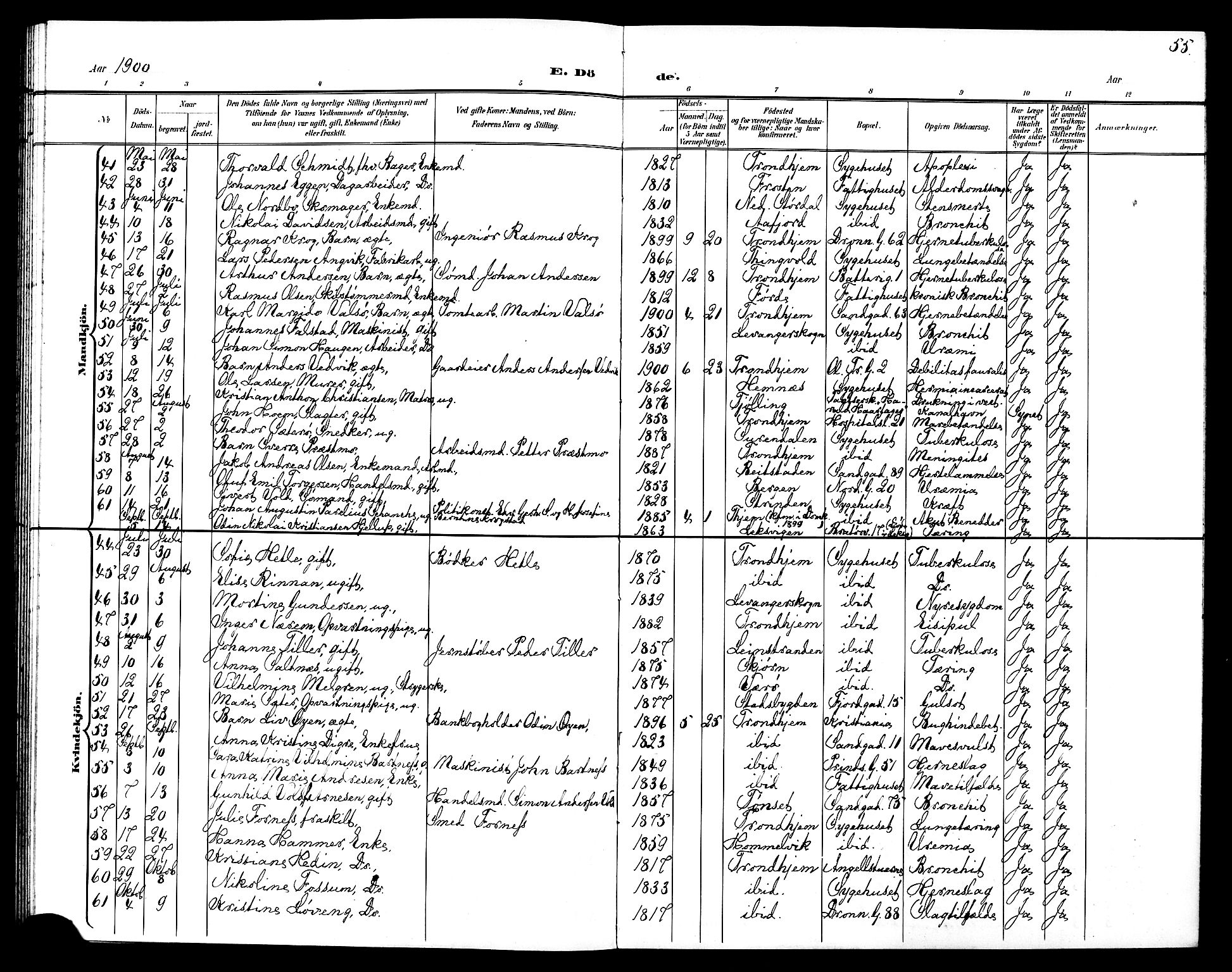Ministerialprotokoller, klokkerbøker og fødselsregistre - Sør-Trøndelag, SAT/A-1456/602/L0144: Klokkerbok nr. 602C12, 1897-1905, s. 55