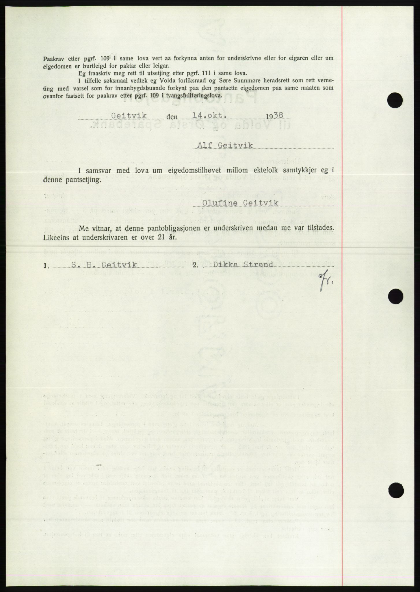 Søre Sunnmøre sorenskriveri, AV/SAT-A-4122/1/2/2C/L0066: Pantebok nr. 60, 1938-1938, Dagboknr: 1427/1938