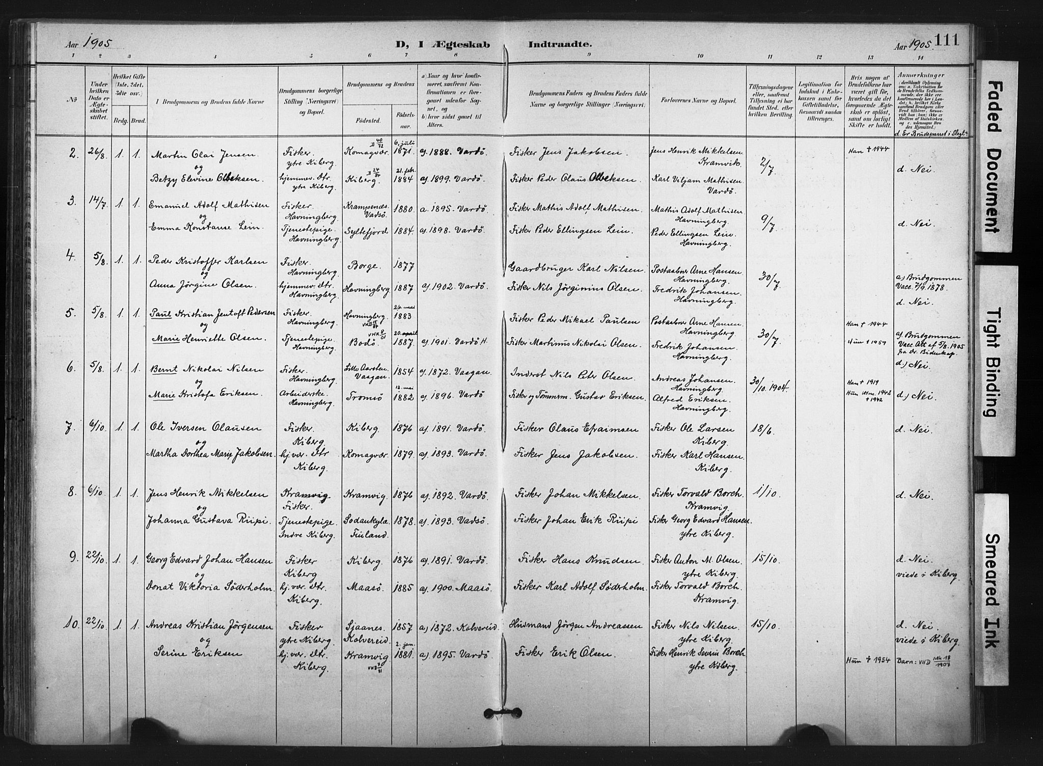 Vardø sokneprestkontor, AV/SATØ-S-1332/H/Ha/L0011kirke: Ministerialbok nr. 11, 1897-1911, s. 111