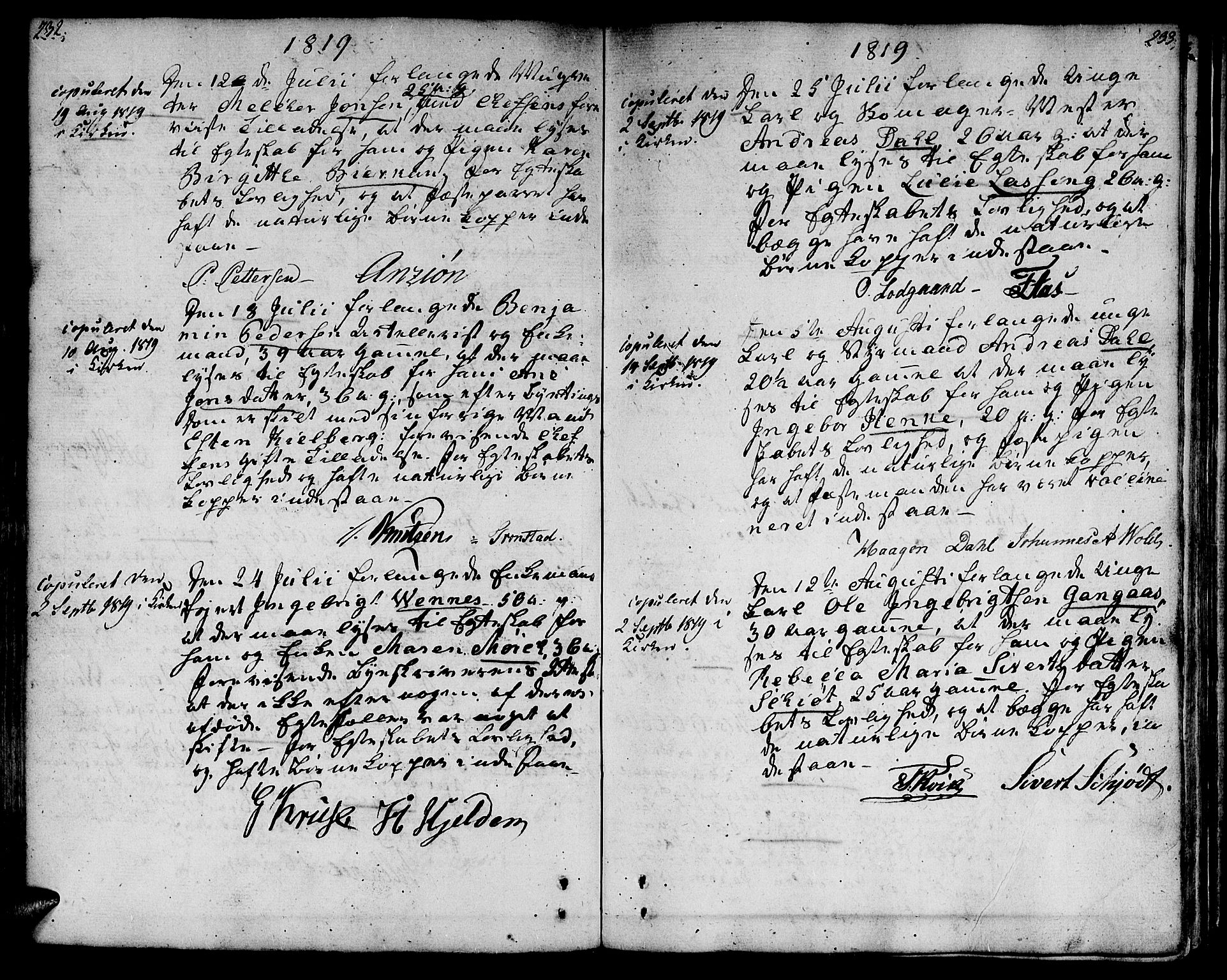Ministerialprotokoller, klokkerbøker og fødselsregistre - Sør-Trøndelag, AV/SAT-A-1456/601/L0042: Ministerialbok nr. 601A10, 1802-1830, s. 232-233