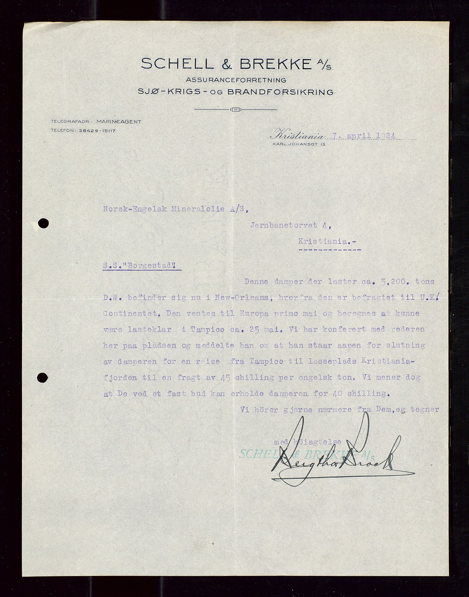 Pa 1521 - A/S Norske Shell, AV/SAST-A-101915/E/Ea/Eaa/L0013: Sjefskorrespondanse, 1924, s. 156