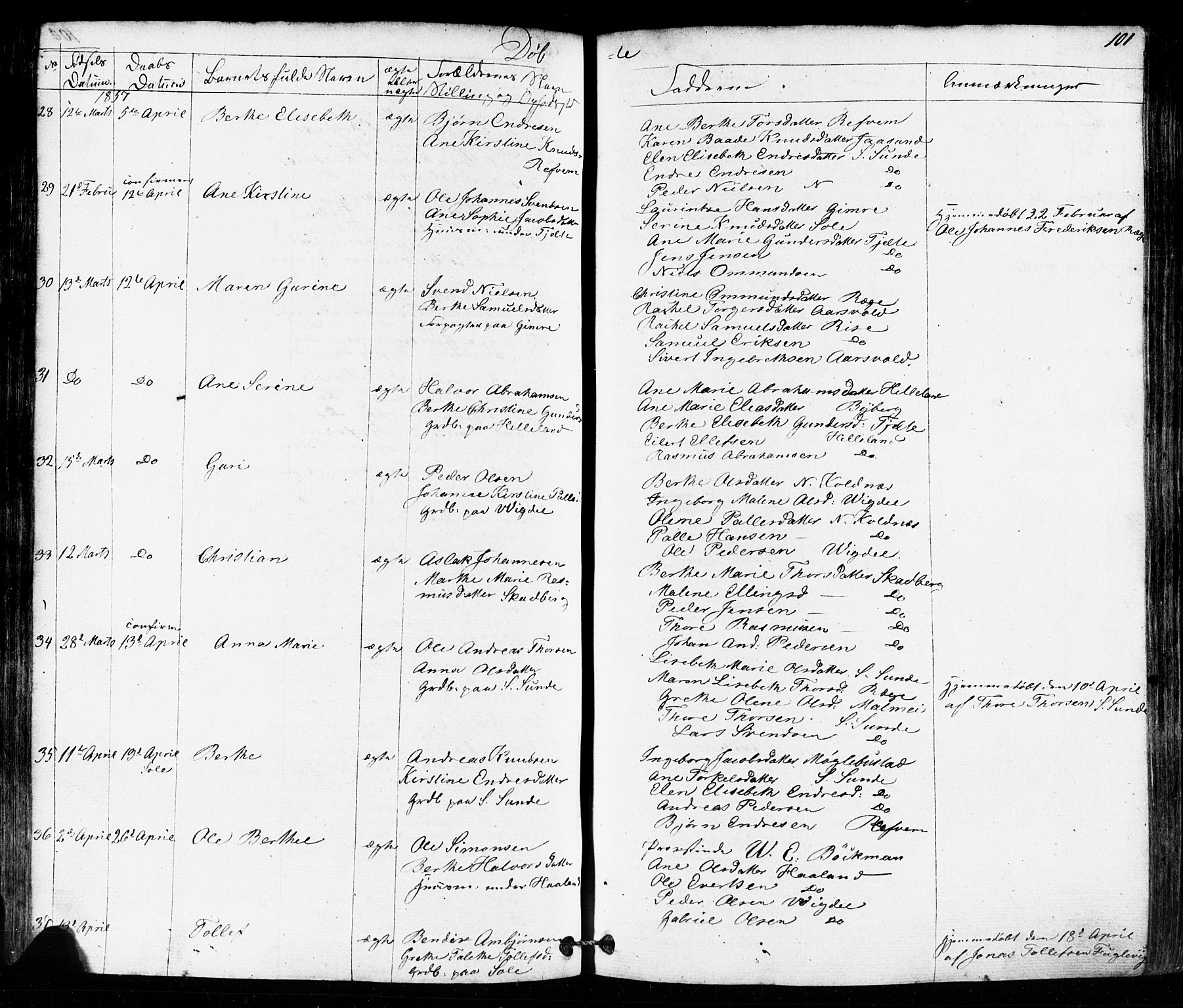 Håland sokneprestkontor, AV/SAST-A-101802/001/30BB/L0002: Klokkerbok nr. B 2, 1845-1872, s. 101
