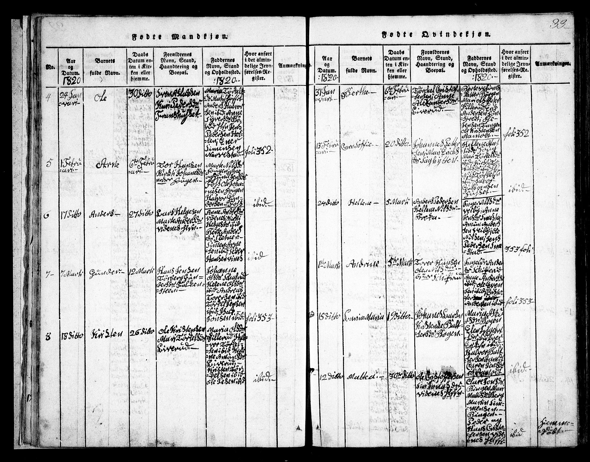 Skiptvet prestekontor Kirkebøker, SAO/A-20009/G/Ga/L0001: Klokkerbok nr. 1, 1815-1838, s. 33