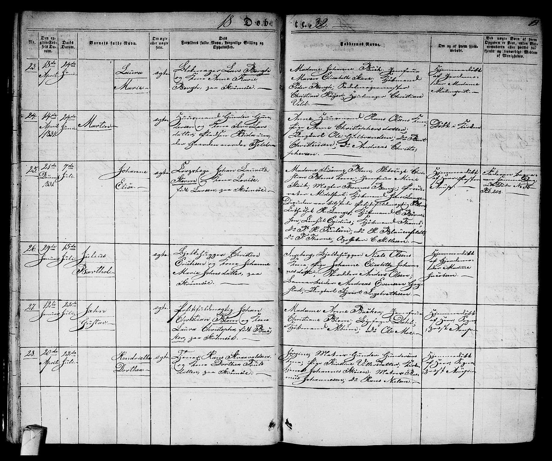 Strømsø kirkebøker, AV/SAKO-A-246/F/Fa/L0012: Ministerialbok nr. I 12, 1830-1847, s. 19