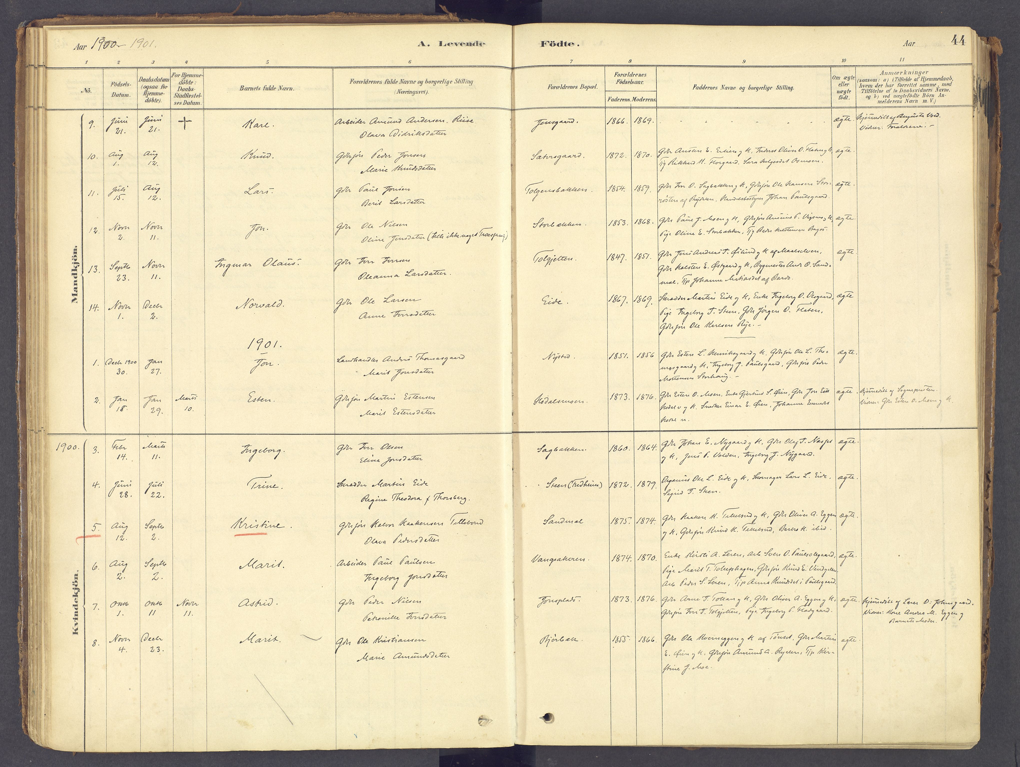 Tolga prestekontor, AV/SAH-PREST-062/K/L0011: Ministerialbok nr. 11, 1877-1920, s. 44