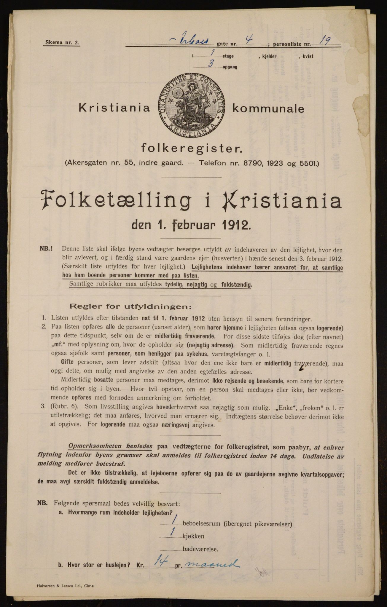 OBA, Kommunal folketelling 1.2.1912 for Kristiania, 1912, s. 1881