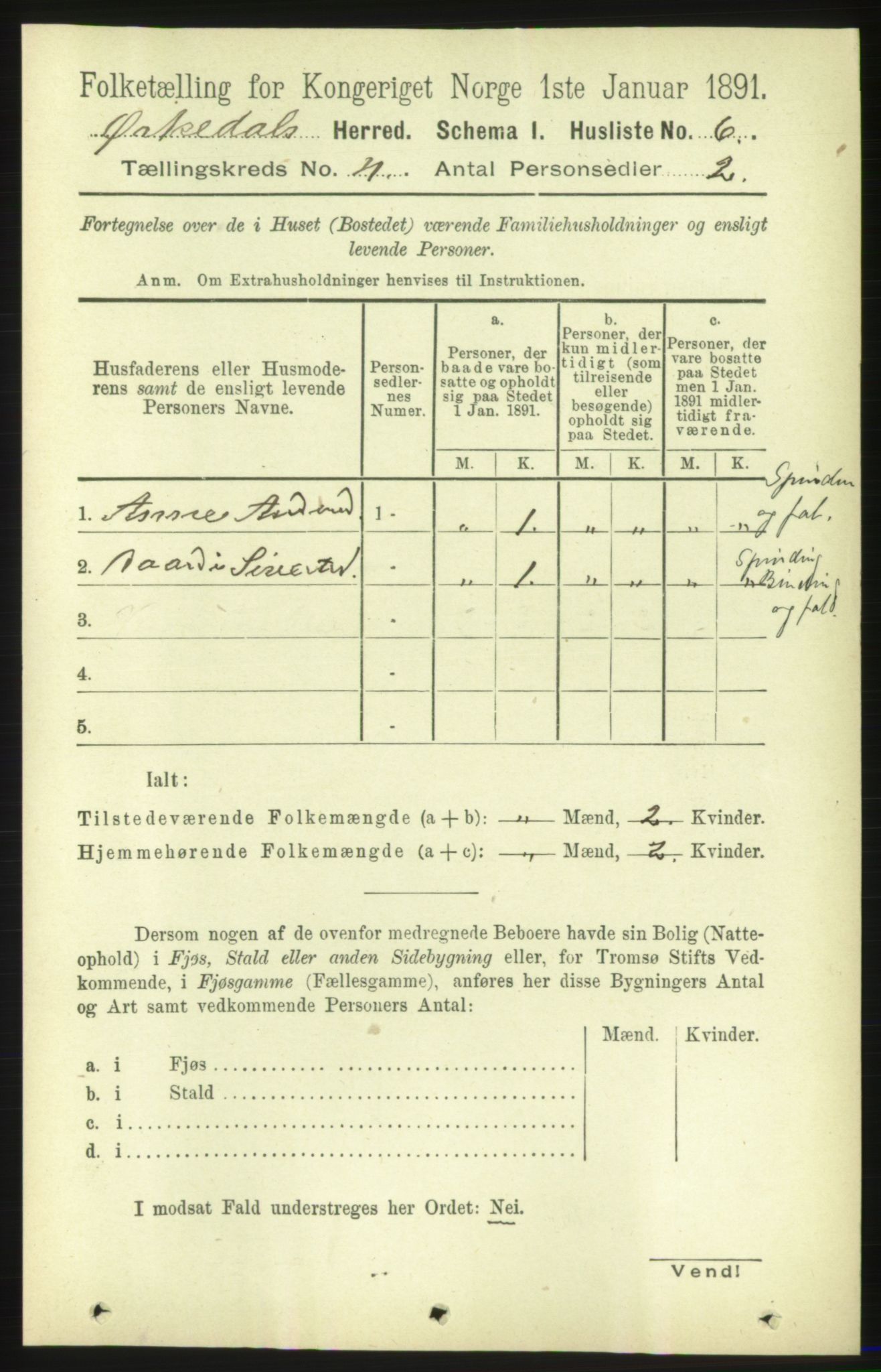 RA, Folketelling 1891 for 1638 Orkdal herred, 1891, s. 1789