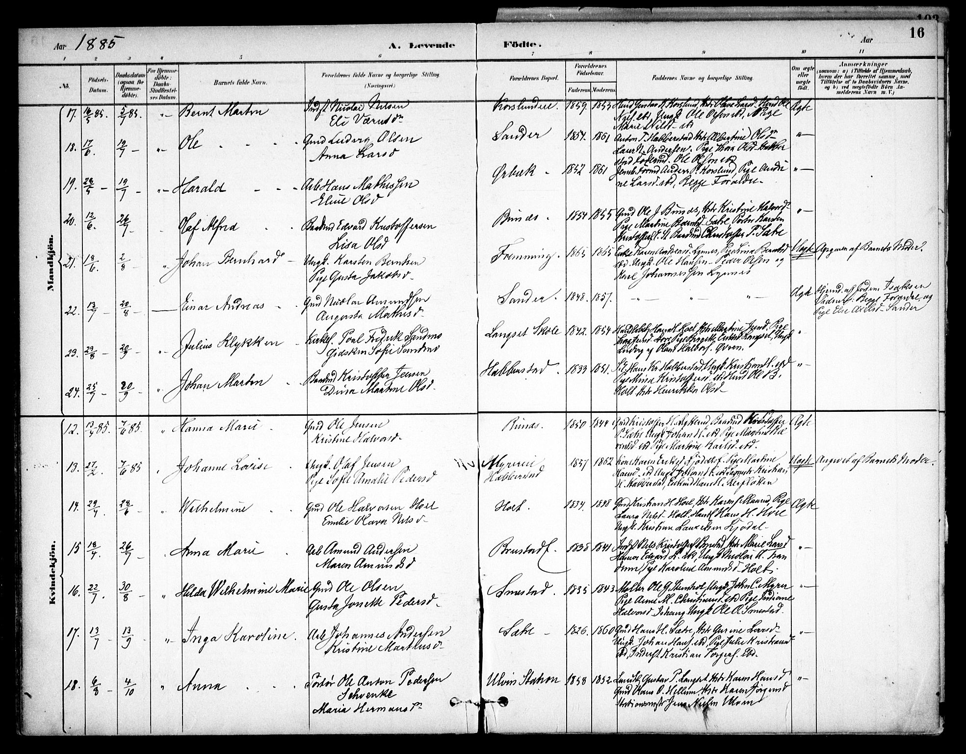 Eidsvoll prestekontor Kirkebøker, AV/SAO-A-10888/F/Fb/L0001: Ministerialbok nr. II 1, 1882-1897, s. 16