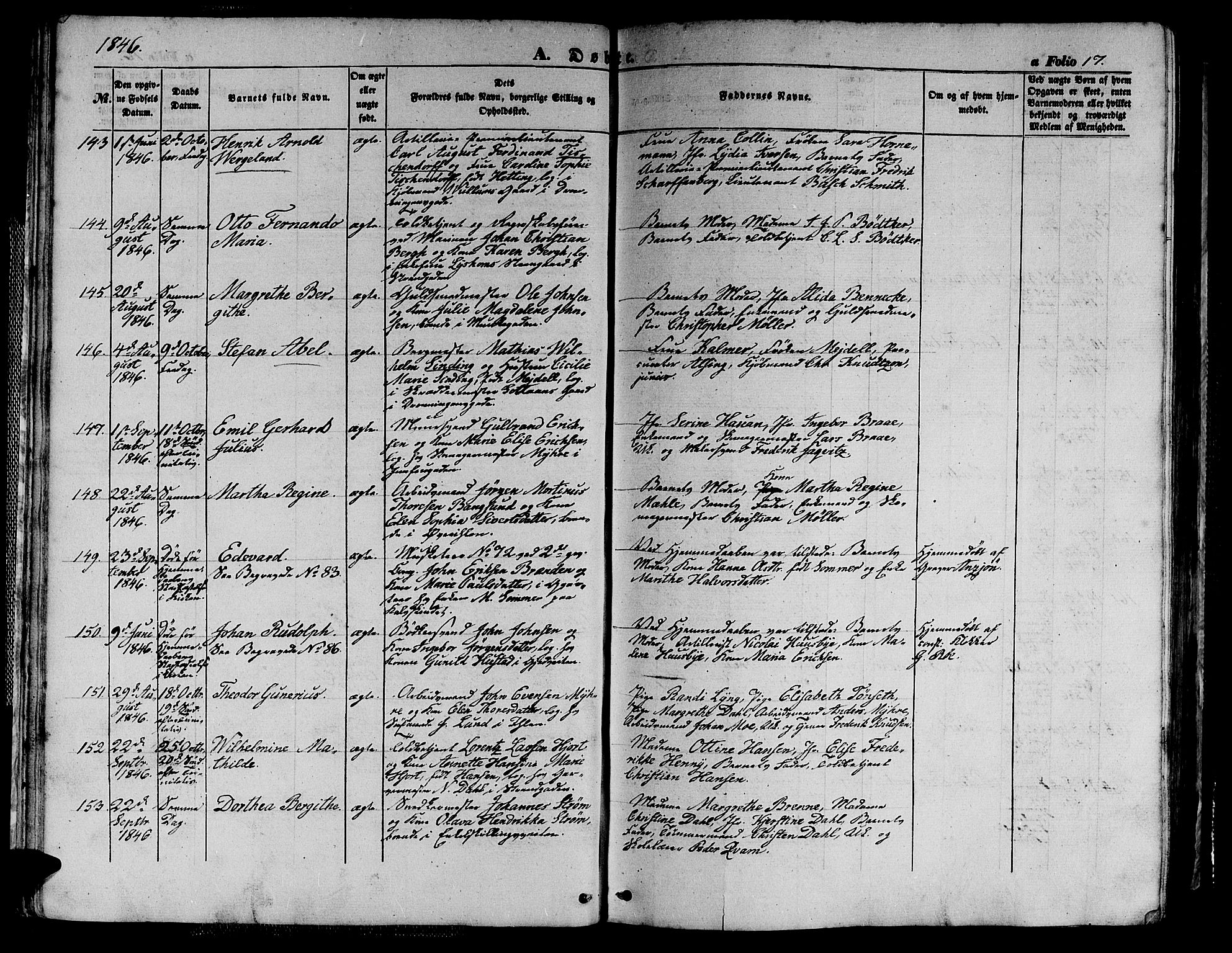 Ministerialprotokoller, klokkerbøker og fødselsregistre - Sør-Trøndelag, SAT/A-1456/602/L0137: Klokkerbok nr. 602C05, 1846-1856, s. 17