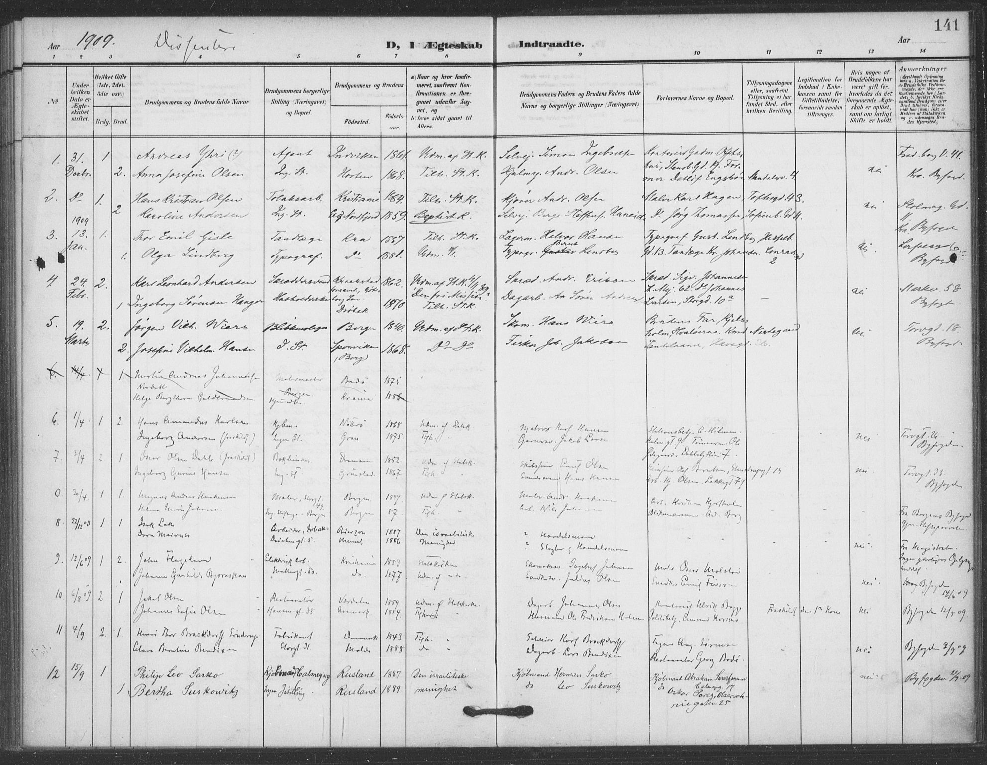 Jakob prestekontor Kirkebøker, AV/SAO-A-10850/F/Fa/L0010: Ministerialbok nr. 10, 1908-1922, s. 141