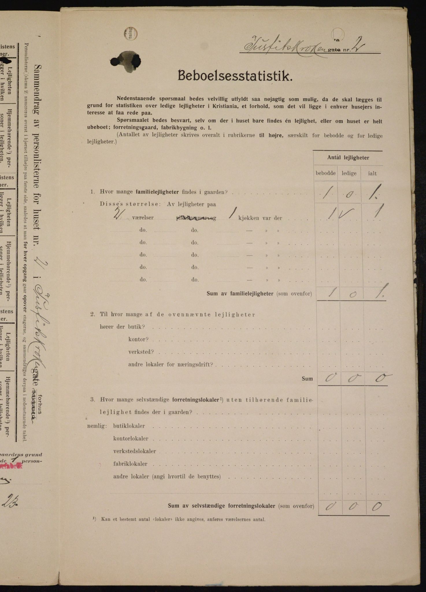 OBA, Kommunal folketelling 1.2.1909 for Kristiania kjøpstad, 1909, s. 43536