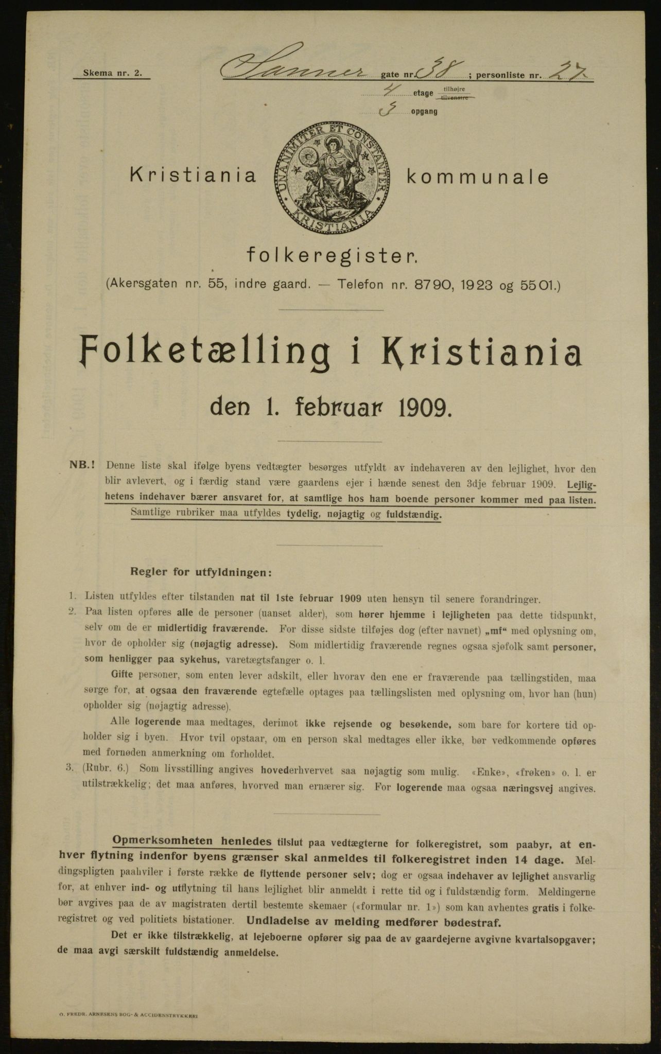 OBA, Kommunal folketelling 1.2.1909 for Kristiania kjøpstad, 1909, s. 80981