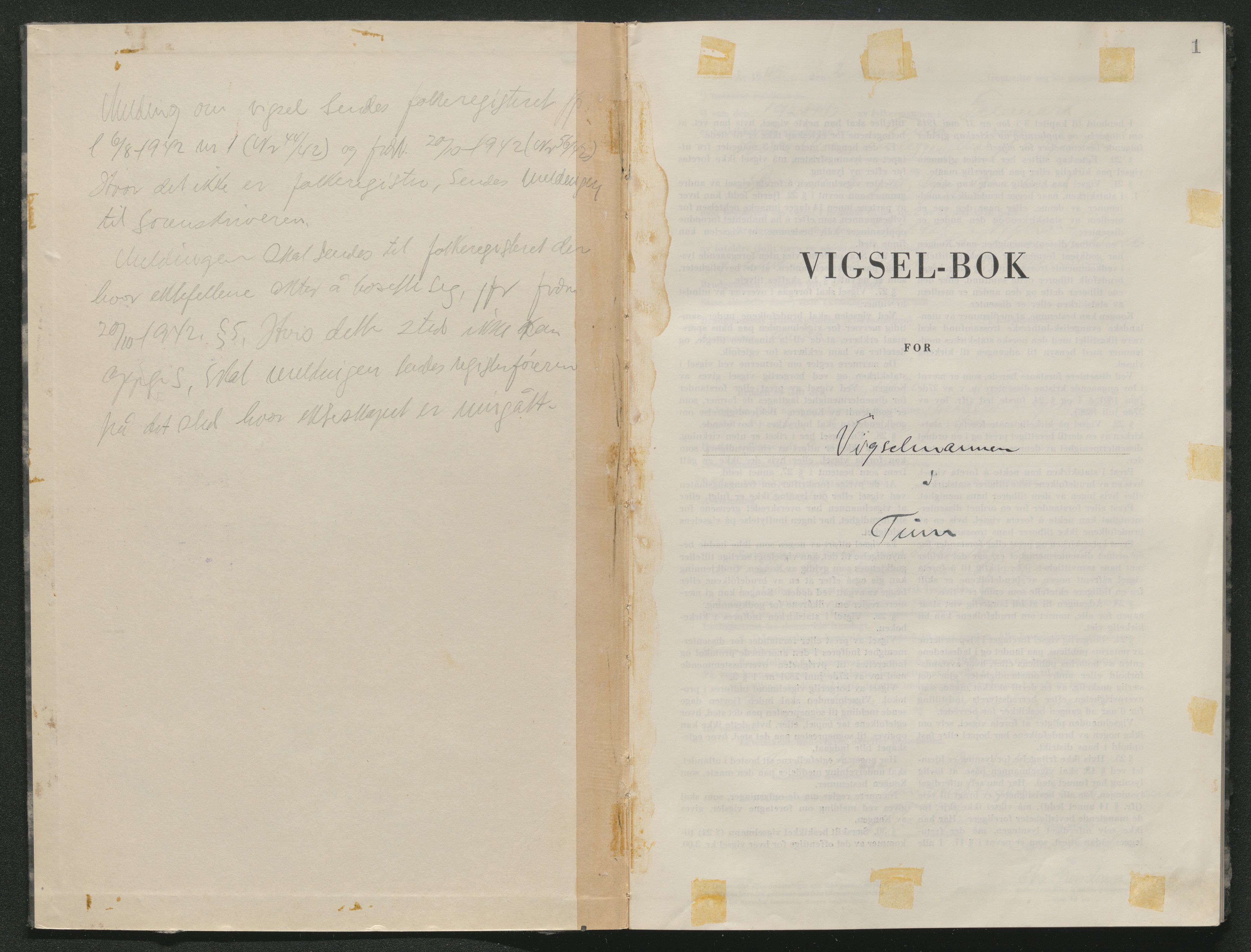 Tinn og Heddal sorenskriveri, AV/SAKO-A-212/L/La/L0006: Vigselsbok - Tinn, 1945