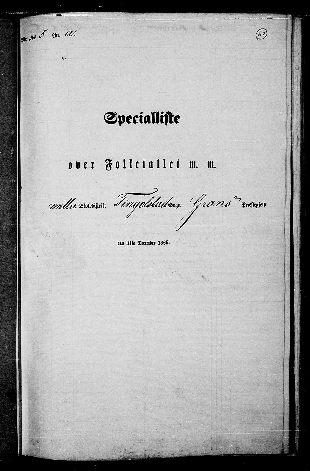 RA, Folketelling 1865 for 0534P Gran prestegjeld, 1865, s. 246