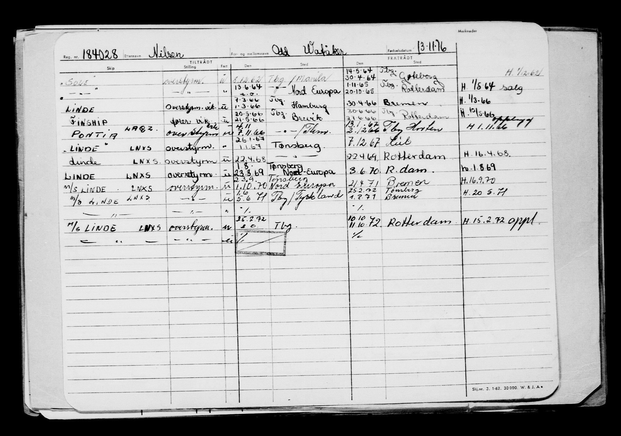 Direktoratet for sjømenn, AV/RA-S-3545/G/Gb/L0143: Hovedkort, 1916, s. 707