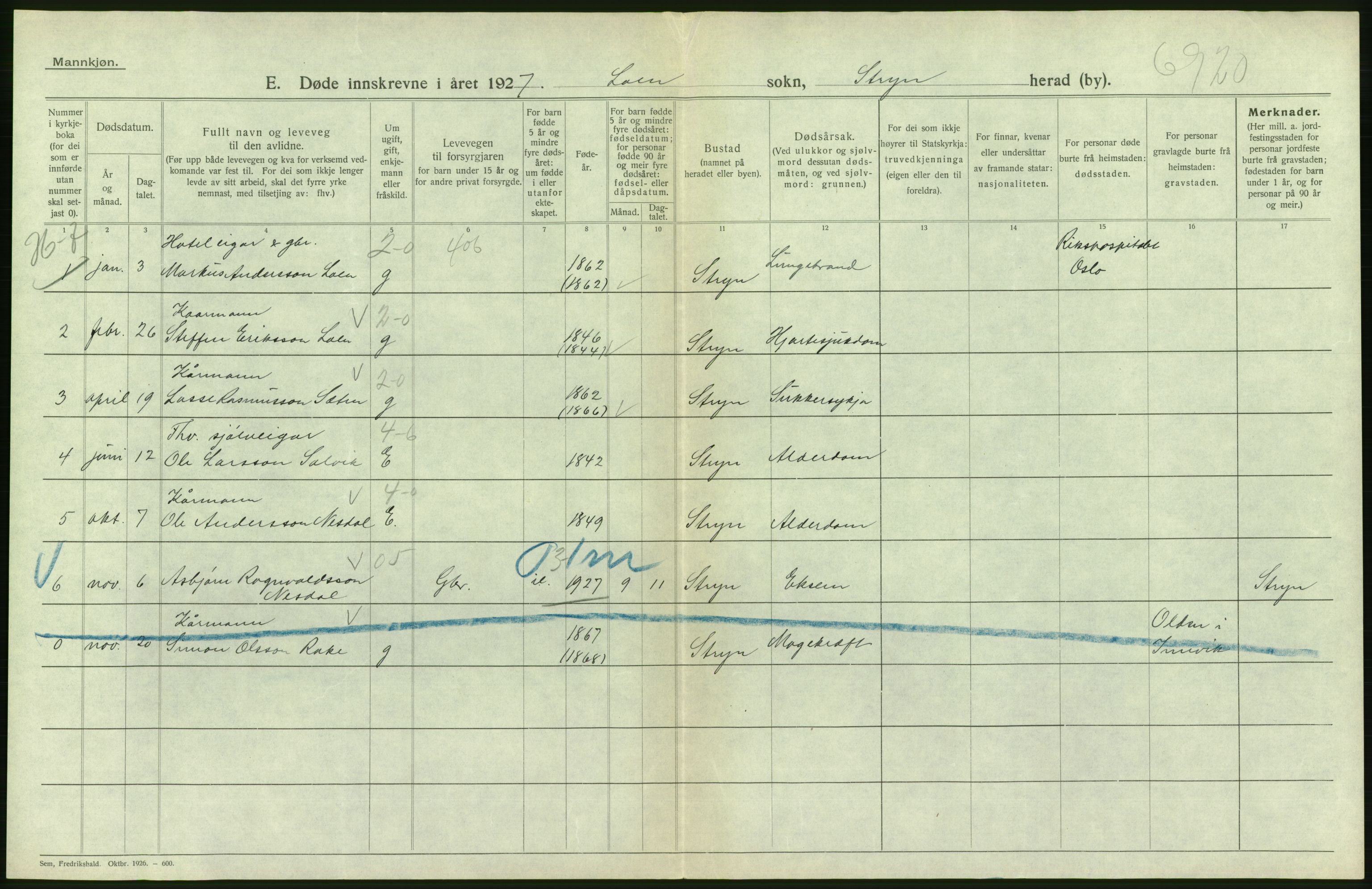 Statistisk sentralbyrå, Sosiodemografiske emner, Befolkning, RA/S-2228/D/Df/Dfc/Dfcg/L0030: Sogn og Fjordane fylke: Gifte, døde. Bygder., 1927, s. 360