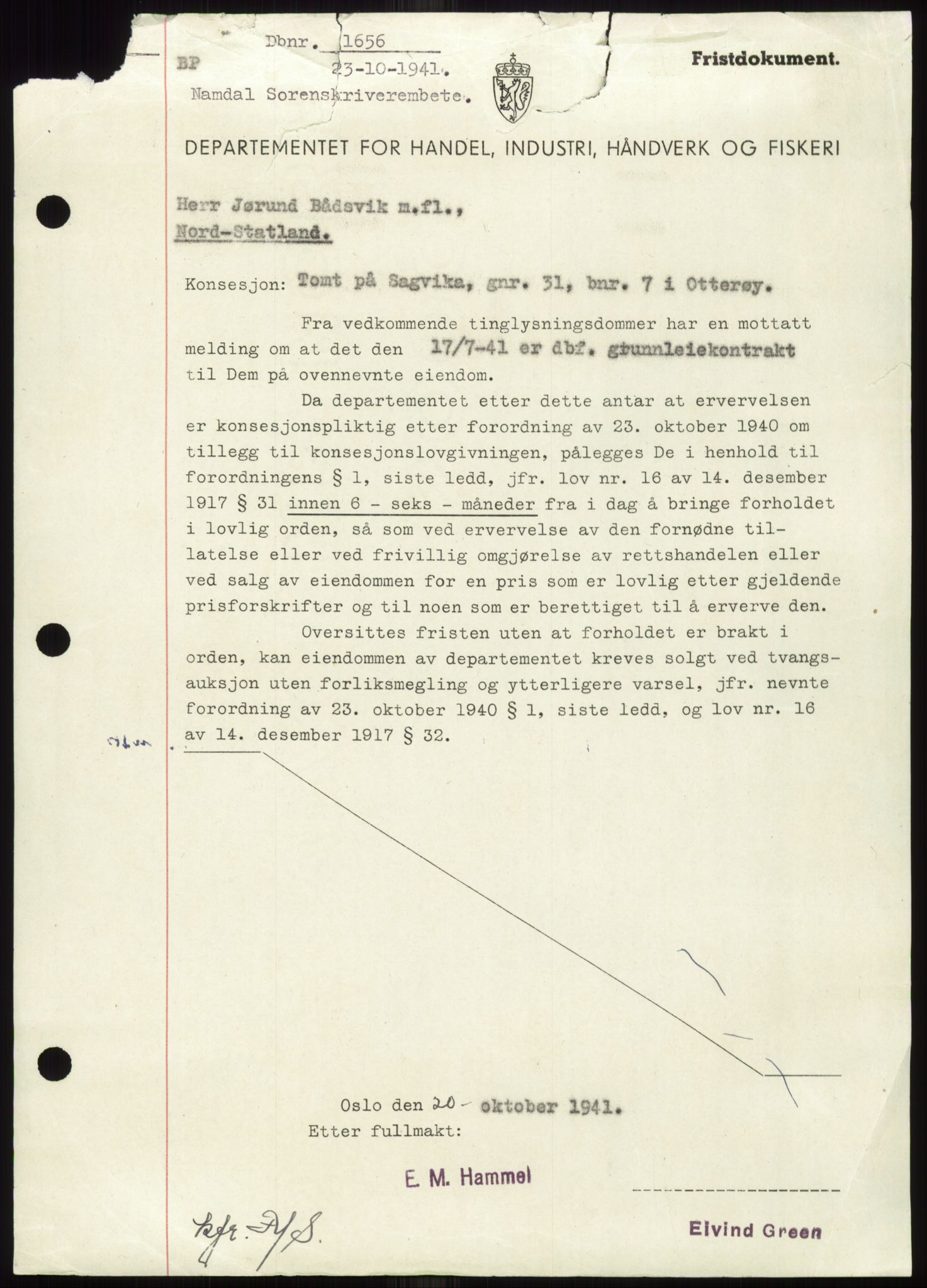 Namdal sorenskriveri, SAT/A-4133/1/2/2C: Pantebok nr. -, 1941-1942, Dagboknr: 1656/1941