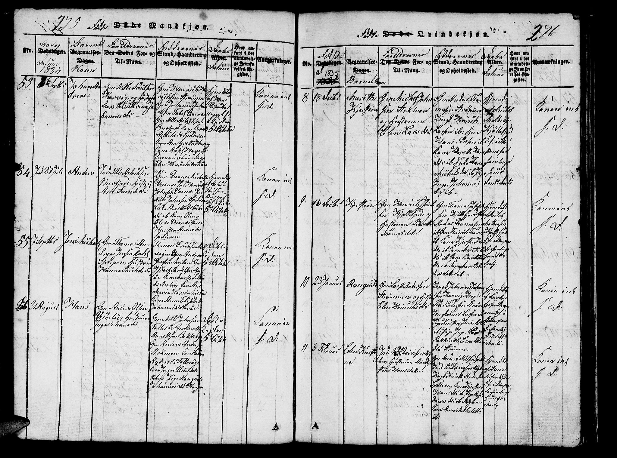 Skjervøy sokneprestkontor, SATØ/S-1300/H/Ha/Hab/L0001klokker: Klokkerbok nr. 1, 1825-1838, s. 275-276