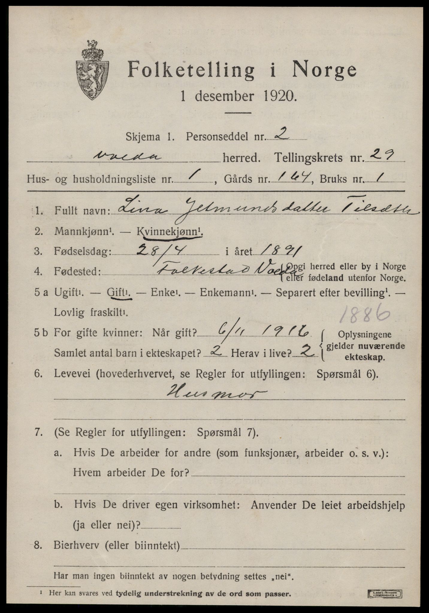 SAT, Folketelling 1920 for 1519 Volda herred, 1920, s. 13262