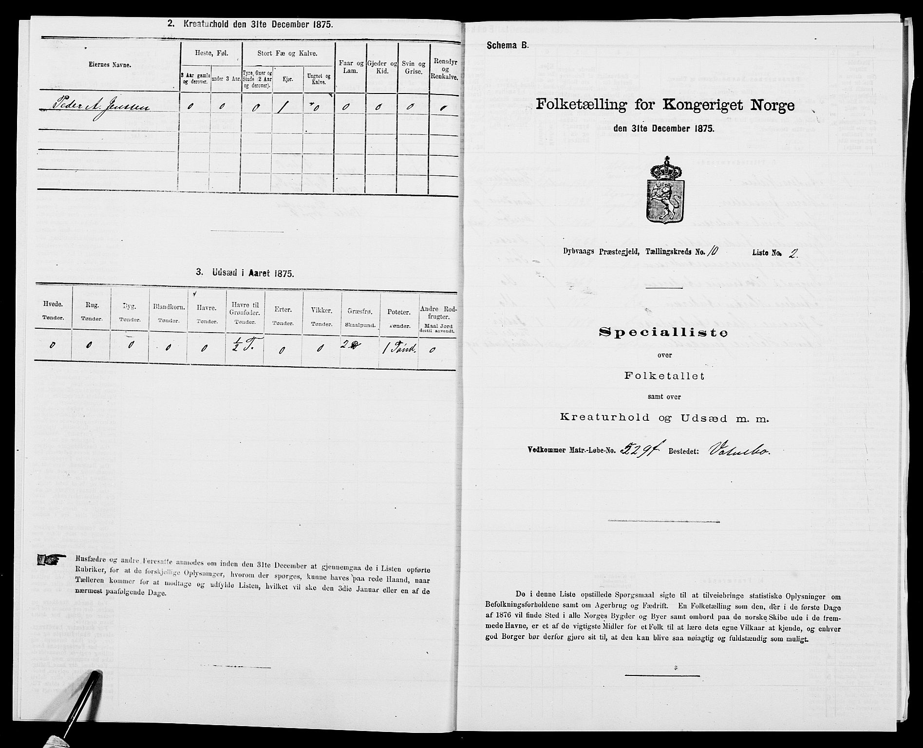 SAK, Folketelling 1875 for 0915P Dypvåg prestegjeld, 1875, s. 1412