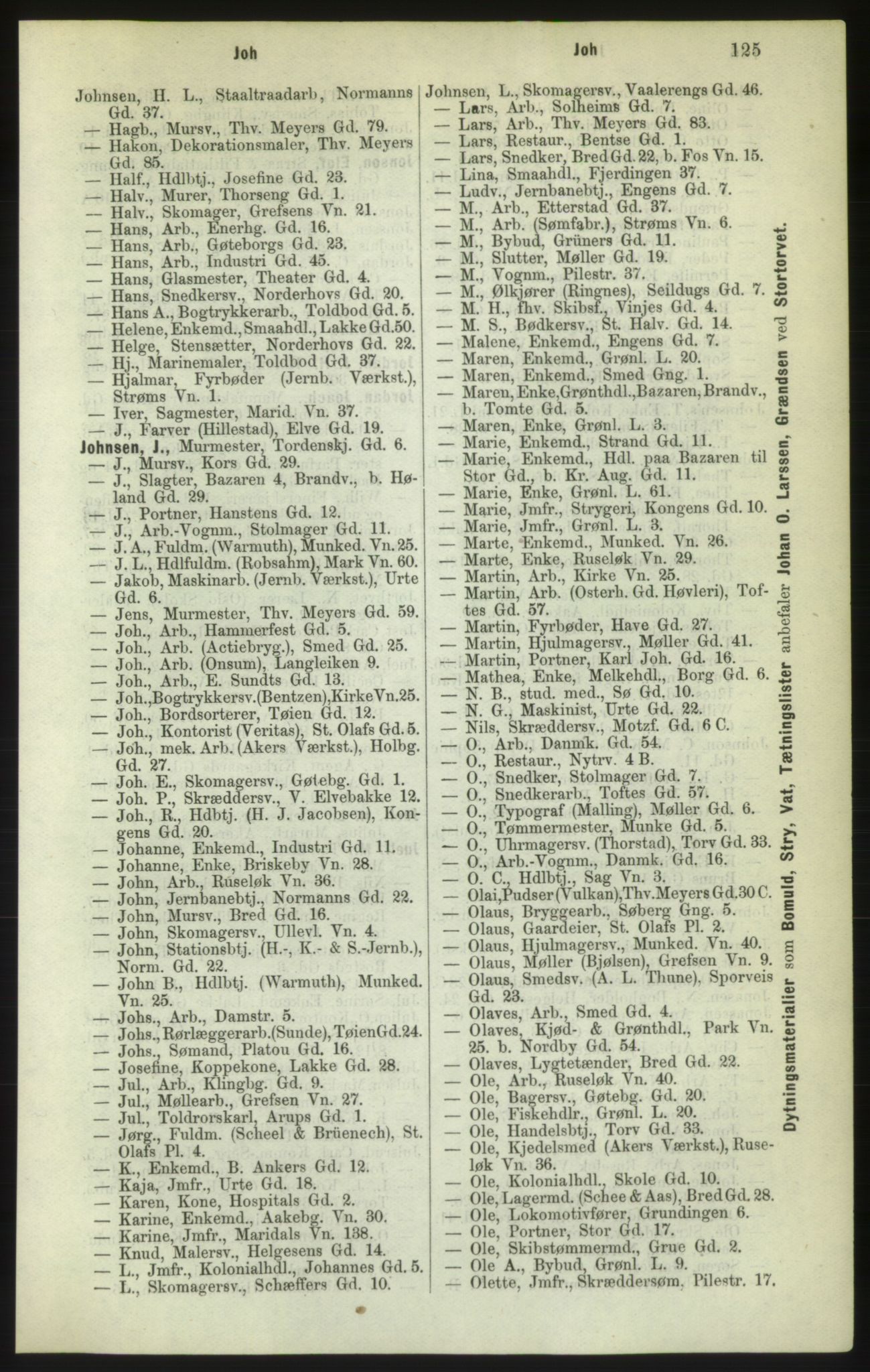 Kristiania/Oslo adressebok, PUBL/-, 1882, s. 125