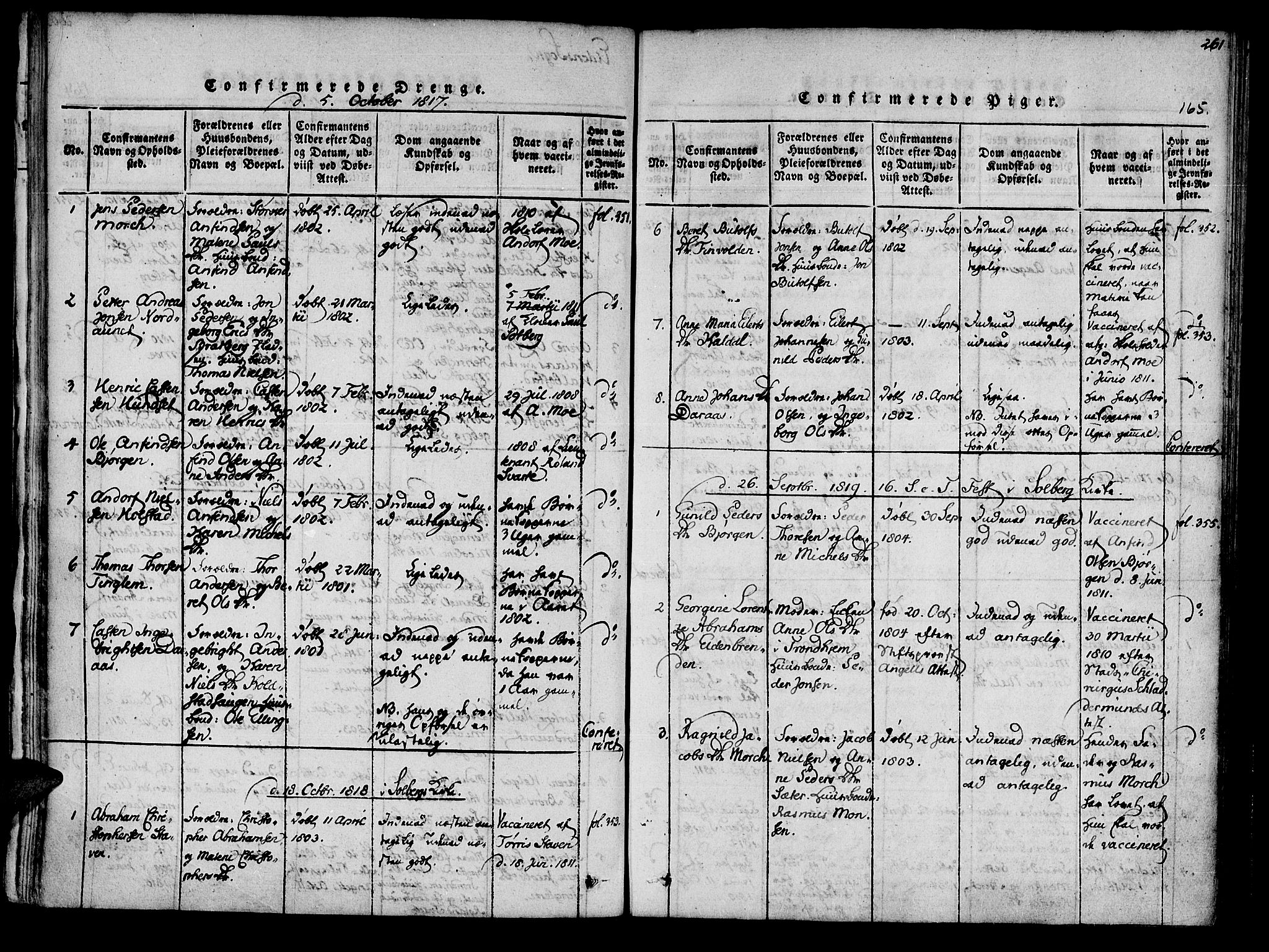 Ministerialprotokoller, klokkerbøker og fødselsregistre - Nord-Trøndelag, AV/SAT-A-1458/741/L0387: Ministerialbok nr. 741A03 /3, 1817-1822, s. 165