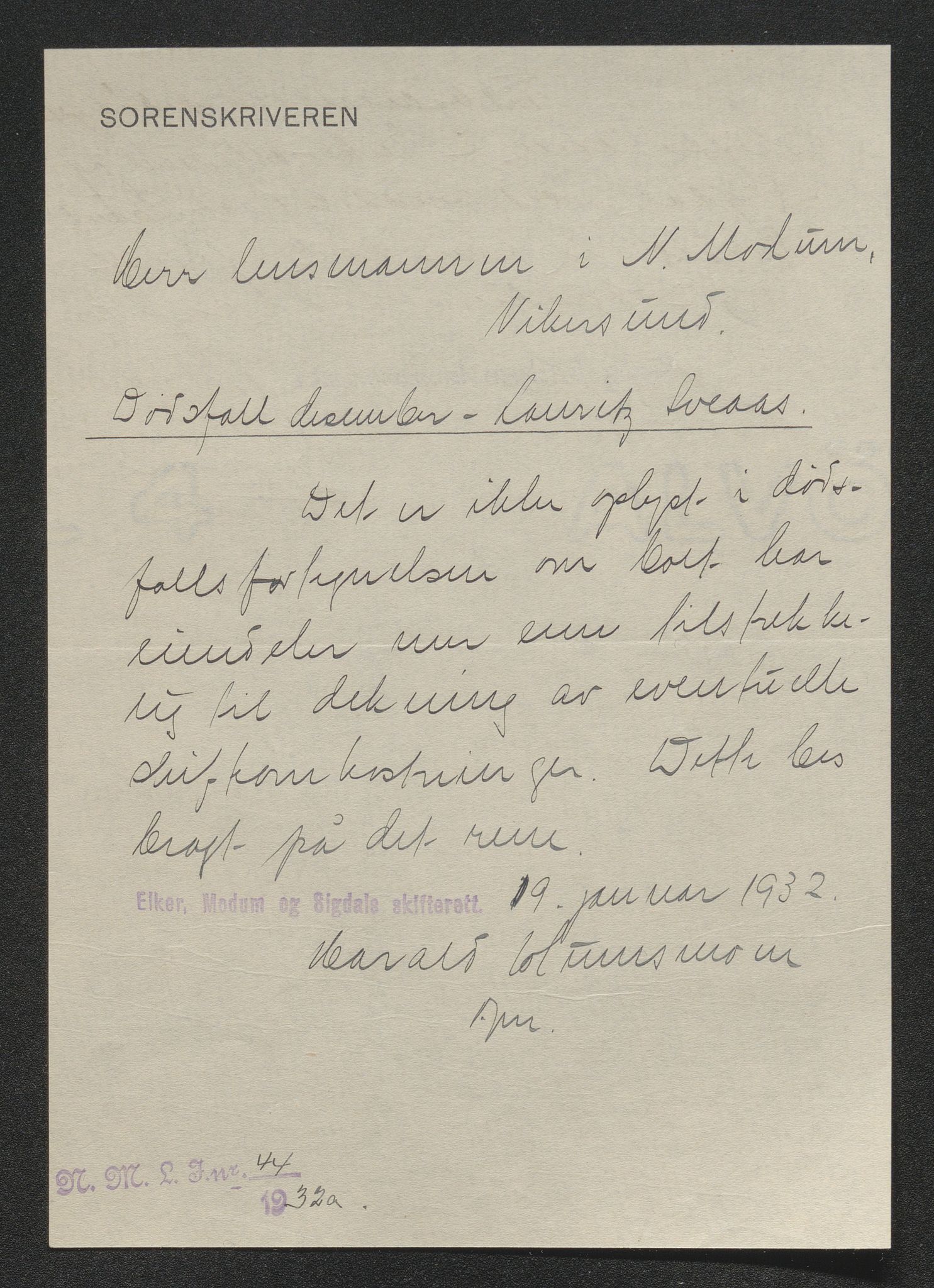 Eiker, Modum og Sigdal sorenskriveri, AV/SAKO-A-123/H/Ha/Hab/L0046: Dødsfallsmeldinger, 1930-1931, s. 1215