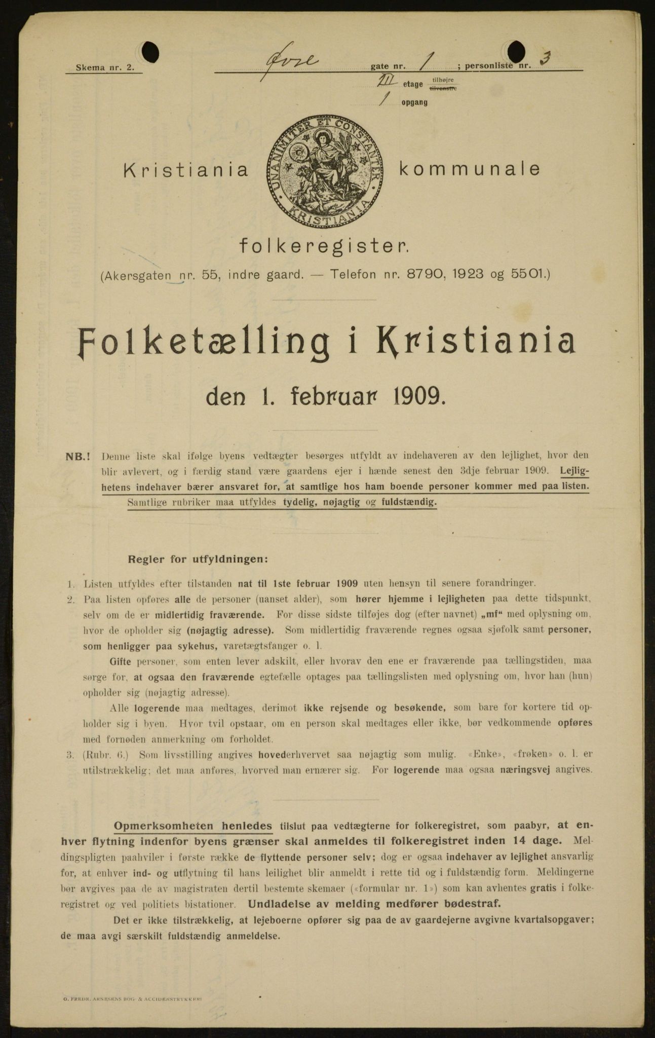 OBA, Kommunal folketelling 1.2.1909 for Kristiania kjøpstad, 1909, s. 117740