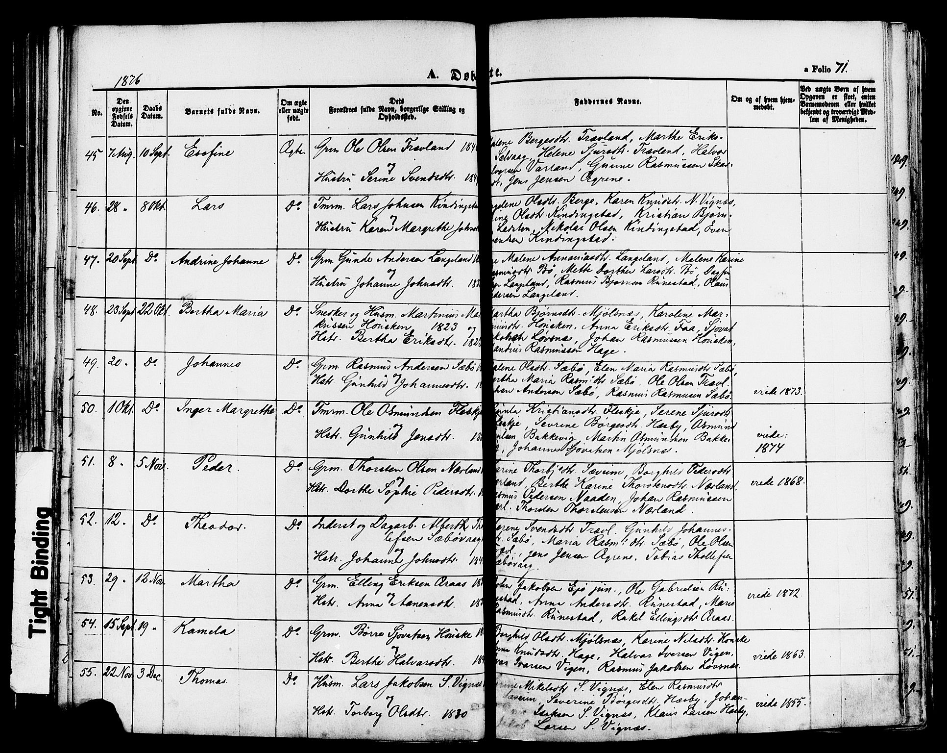 Finnøy sokneprestkontor, AV/SAST-A-101825/H/Ha/Haa/L0008: Ministerialbok nr. A 8, 1863-1878, s. 71