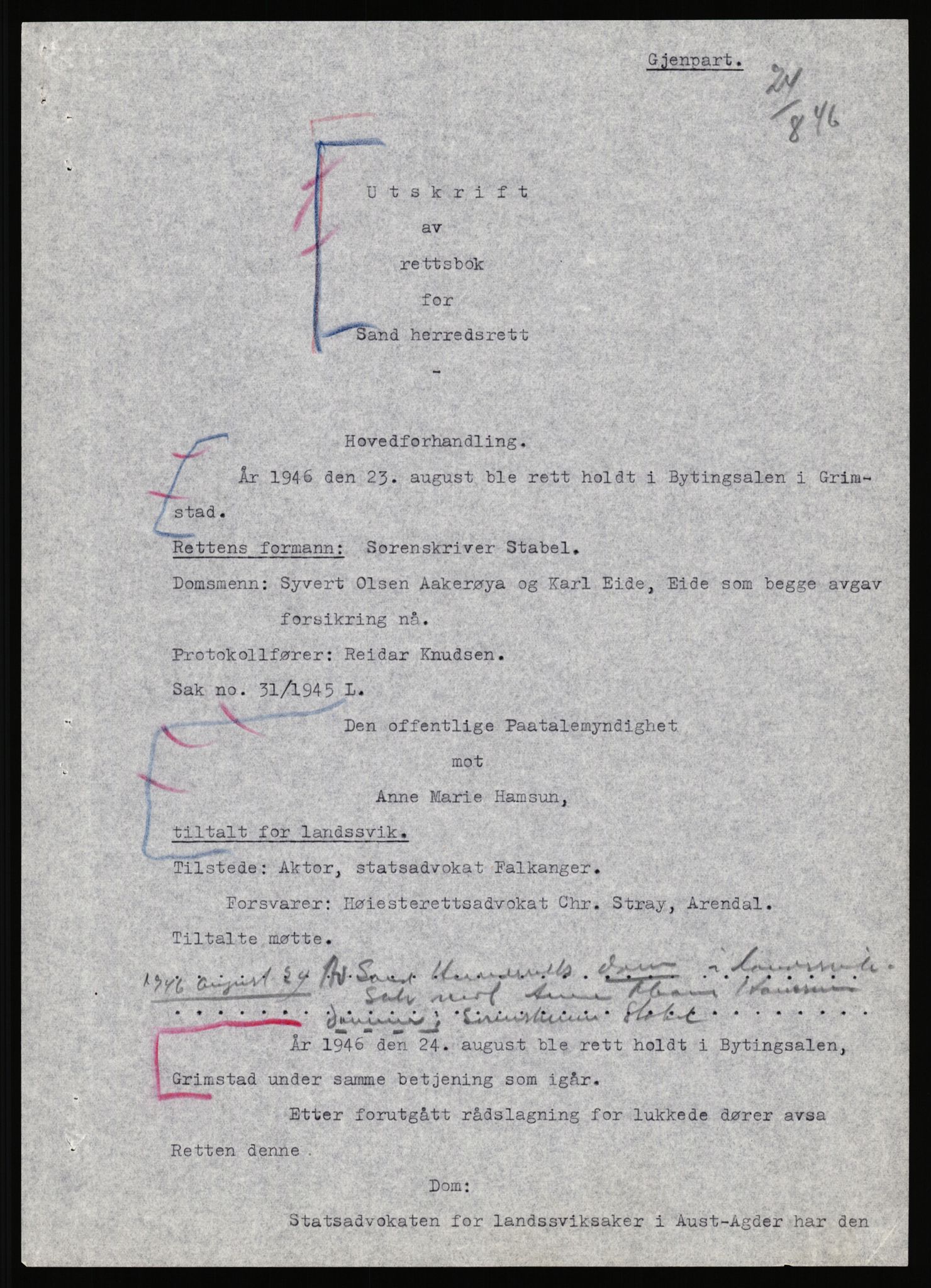 Landssvikarkivet, Arendal politikammer, AV/RA-S-3138-25/D/Dc, 1945-1951, s. 635