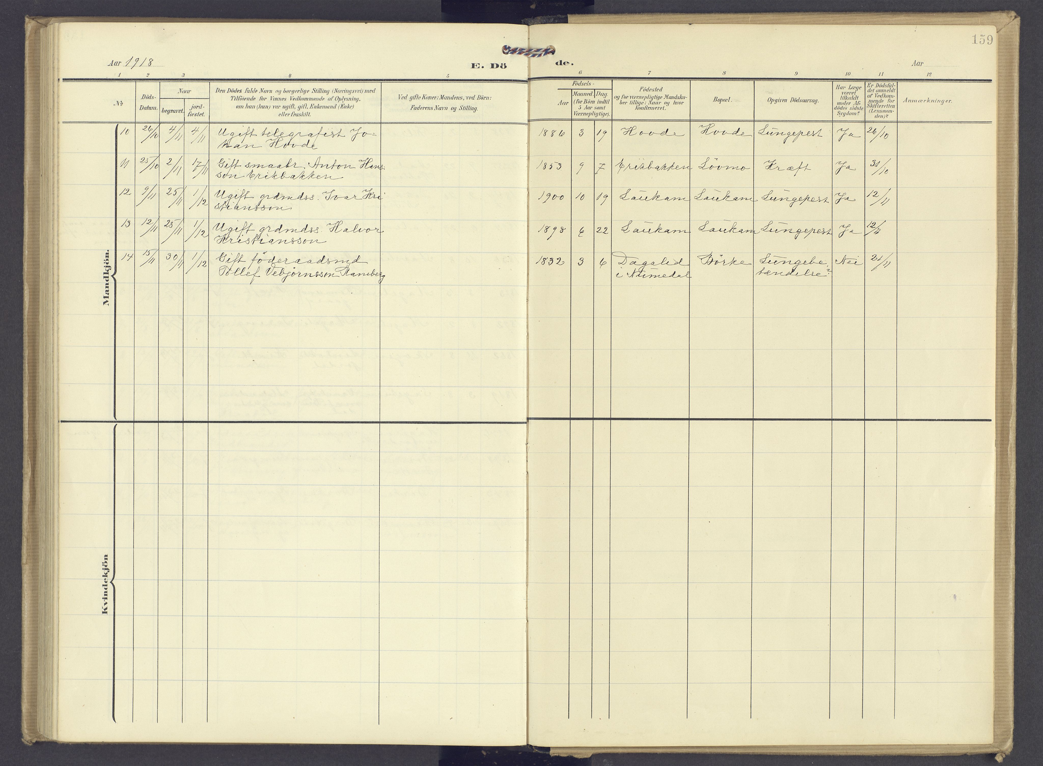 Øyer prestekontor, AV/SAH-PREST-084/H/Ha/Haa/L0013: Ministerialbok nr. 13, 1905-1920, s. 159