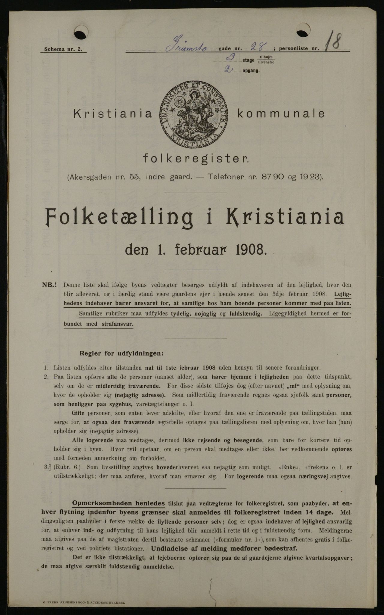 OBA, Kommunal folketelling 1.2.1908 for Kristiania kjøpstad, 1908, s. 27178