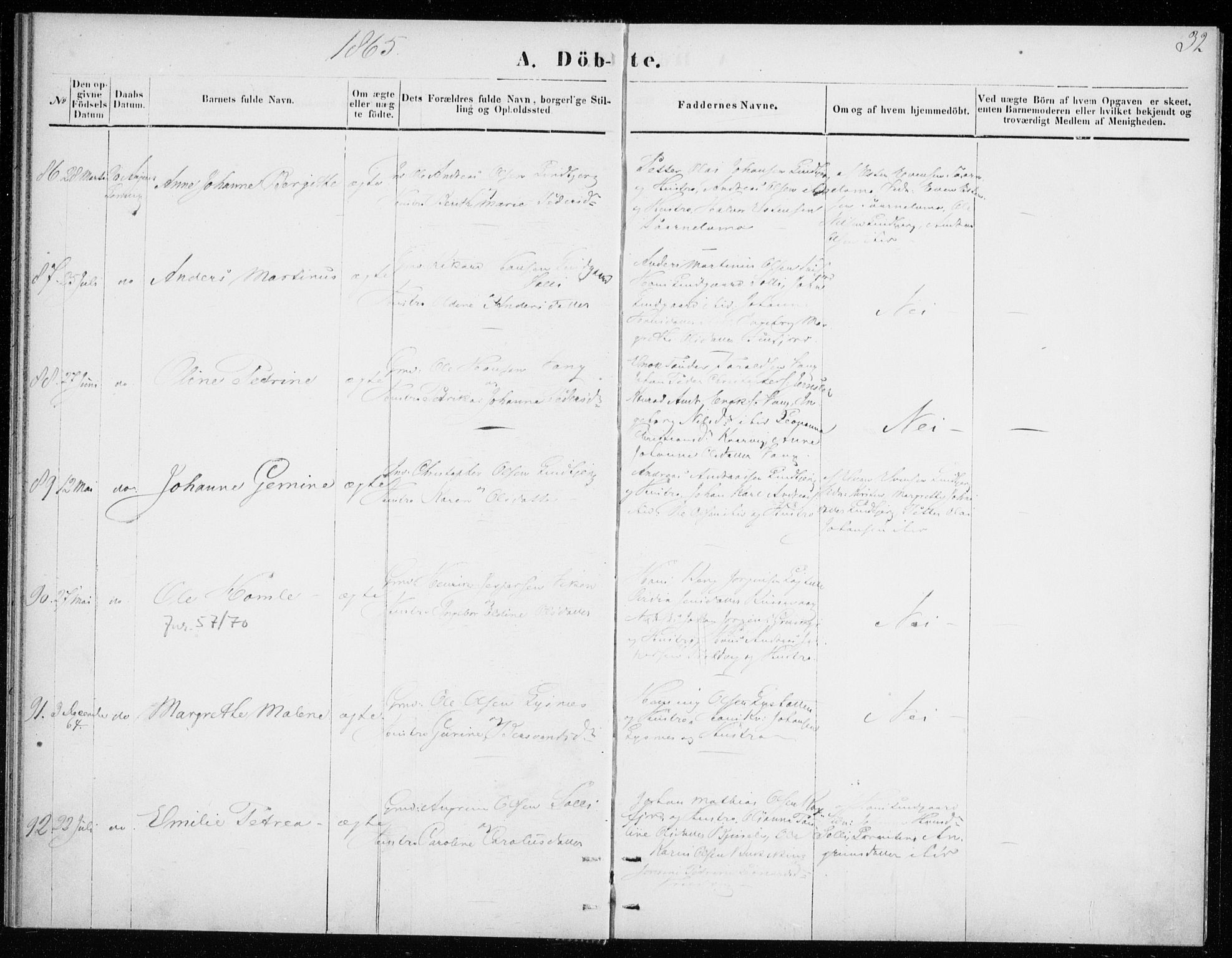 Lenvik sokneprestembete, SATØ/S-1310/H/Ha/Haa/L0008kirke: Ministerialbok nr. 8, 1864-1865, s. 32