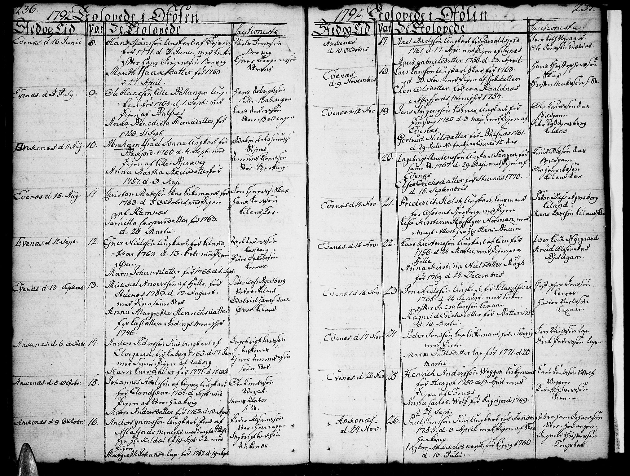 Ministerialprotokoller, klokkerbøker og fødselsregistre - Nordland, SAT/A-1459/863/L0892: Ministerialbok nr. 863A04, 1765-1794, s. 236-237