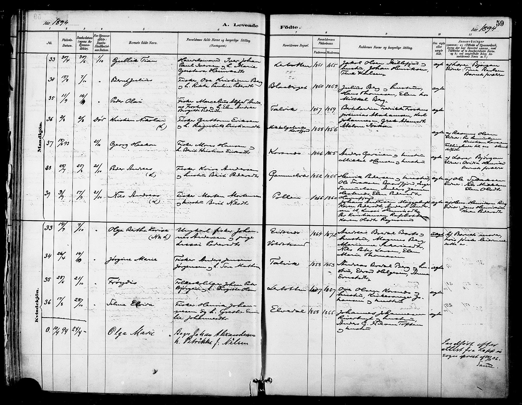 Talvik sokneprestkontor, AV/SATØ-S-1337/H/Ha/L0013kirke: Ministerialbok nr. 13, 1886-1897, s. 59