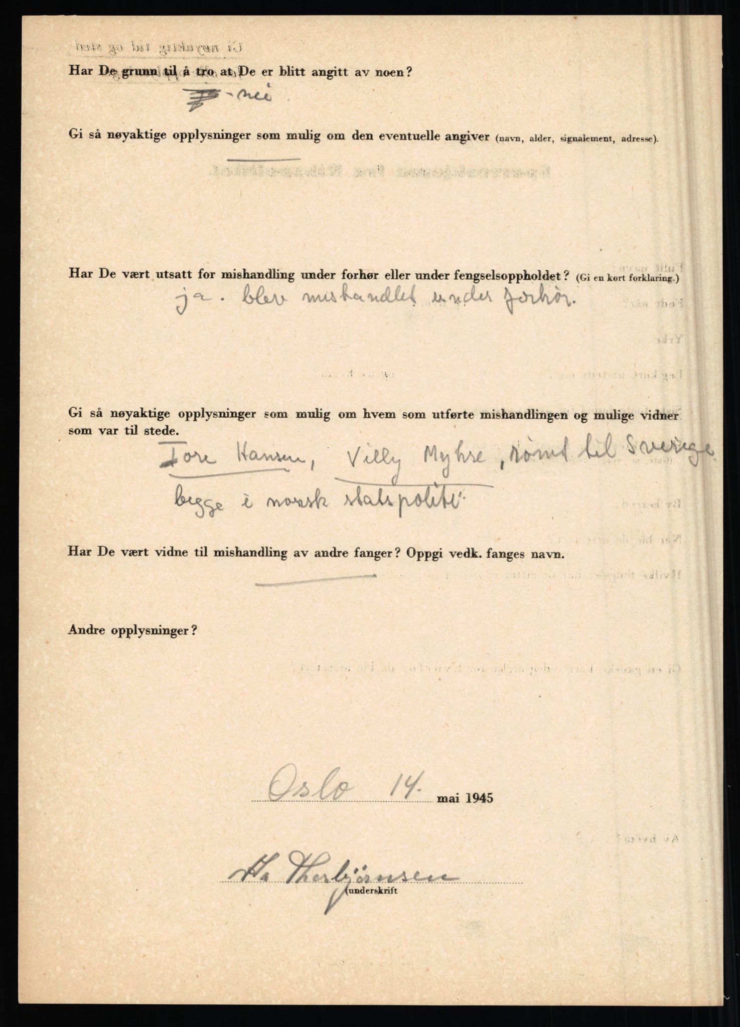 Rikspolitisjefen, AV/RA-S-1560/L/L0017: Tidemann, Hermann G. - Veum, Tjostolv, 1940-1945, s. 184