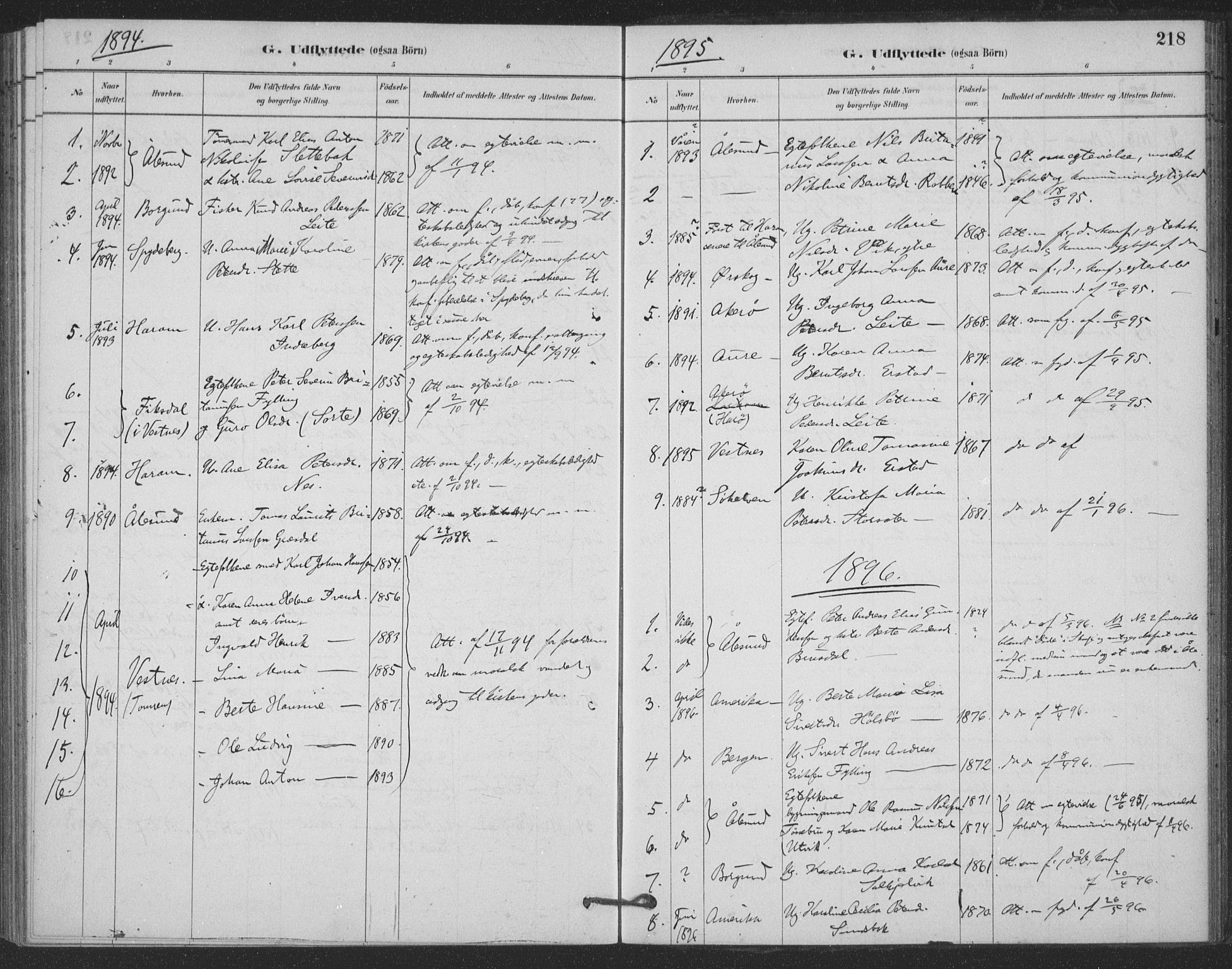 Ministerialprotokoller, klokkerbøker og fødselsregistre - Møre og Romsdal, SAT/A-1454/524/L0356: Ministerialbok nr. 524A08, 1880-1899, s. 218