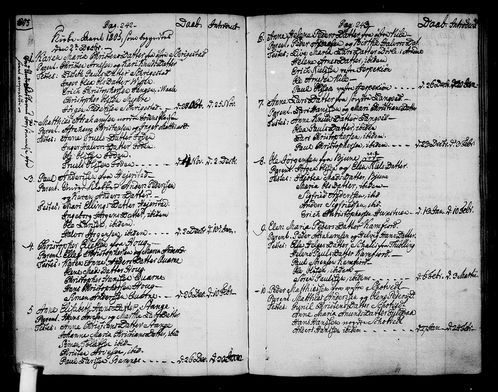 Ramnes kirkebøker, SAKO/A-314/F/Fa/L0003: Ministerialbok nr. I 3, 1790-1813, s. 242-243