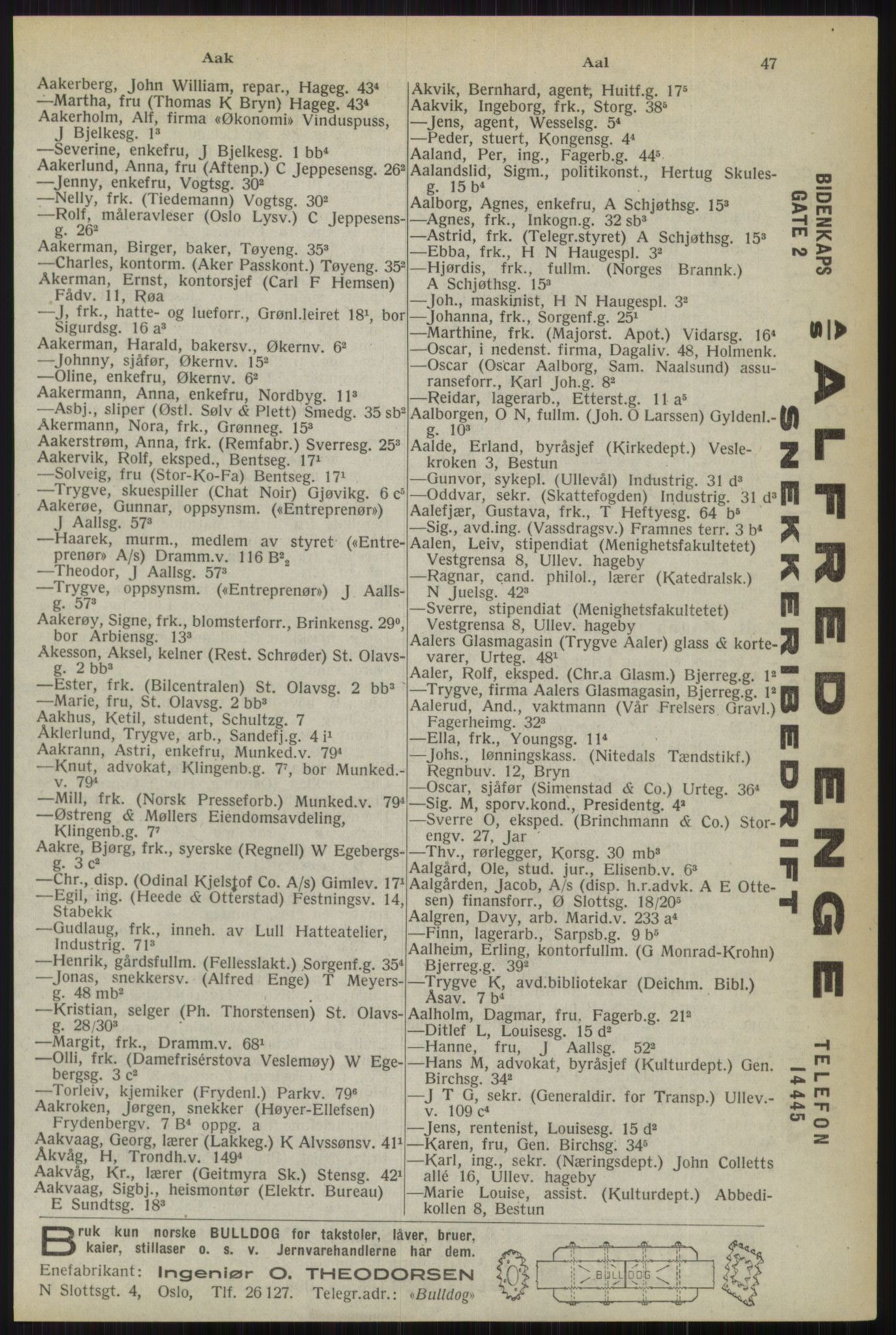 Kristiania/Oslo adressebok, PUBL/-, 1944, s. 47