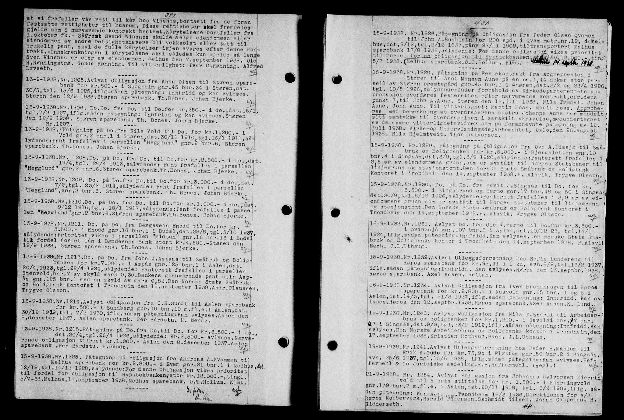 Gauldal sorenskriveri, SAT/A-0014/1/2/2C/L0049: Pantebok nr. 53, 1938-1938, Dagboknr: 1205/1938