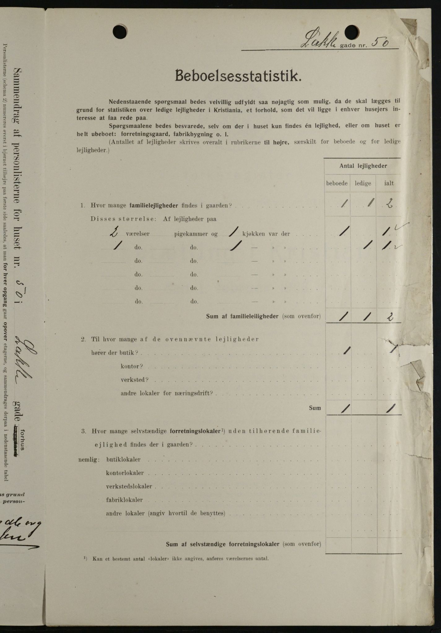 OBA, Kommunal folketelling 1.2.1908 for Kristiania kjøpstad, 1908, s. 50165